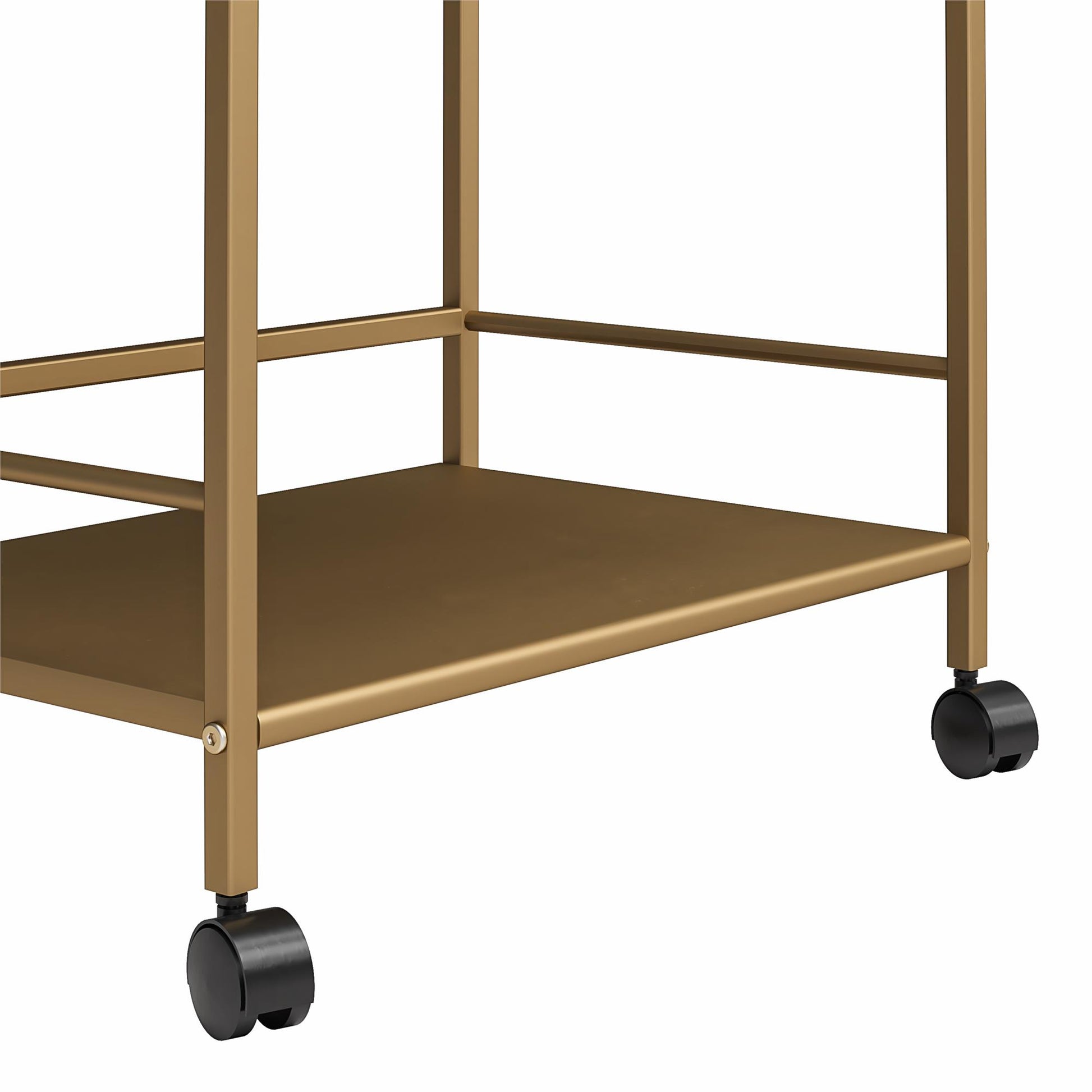 Helix 3 Shelf Metal Rolling Utility Cart, Gold - Gold