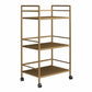 Helix 3 Shelf Metal Rolling Utility Cart, Gold - Gold