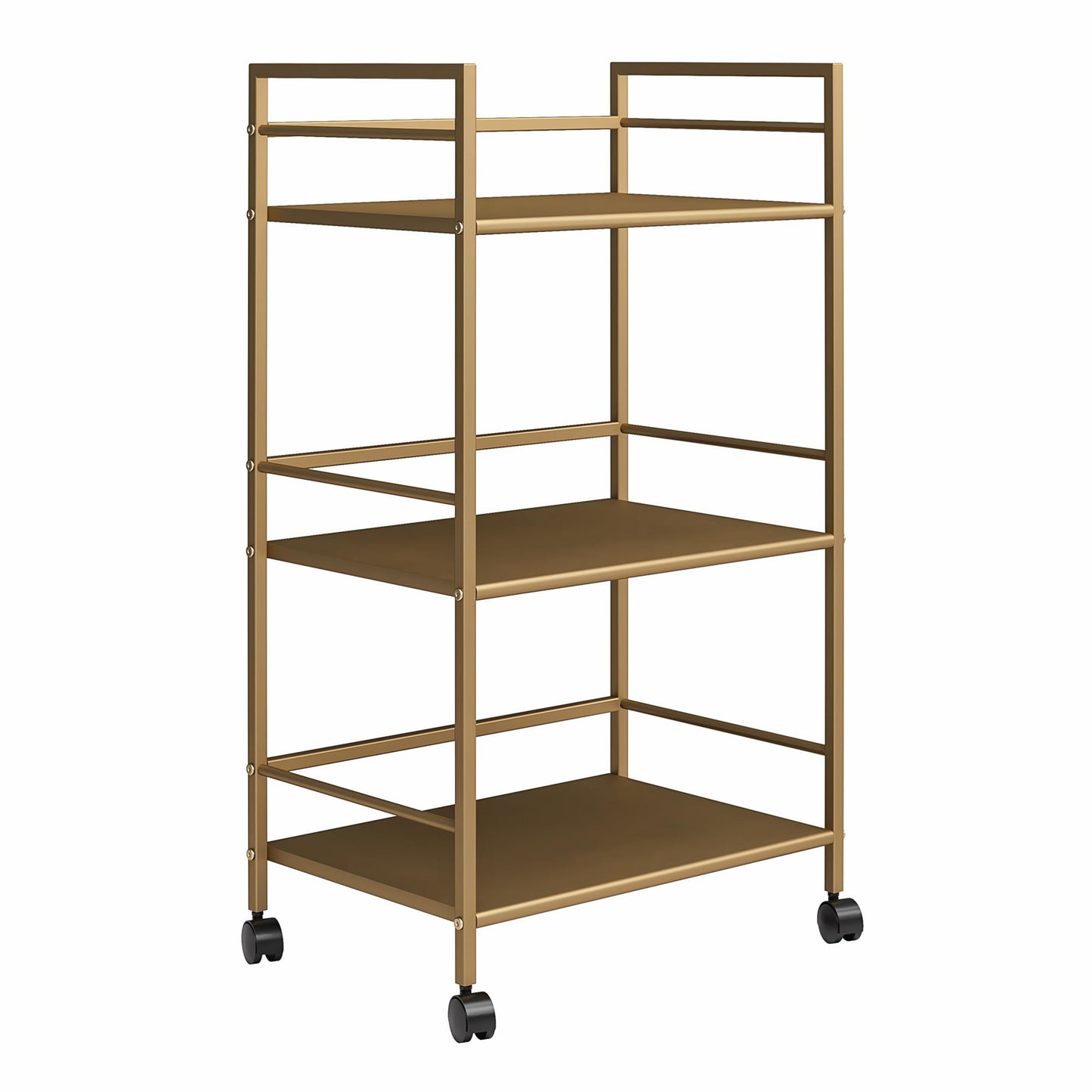 Helix 3 Shelf Metal Rolling Utility Cart, Gold - Gold