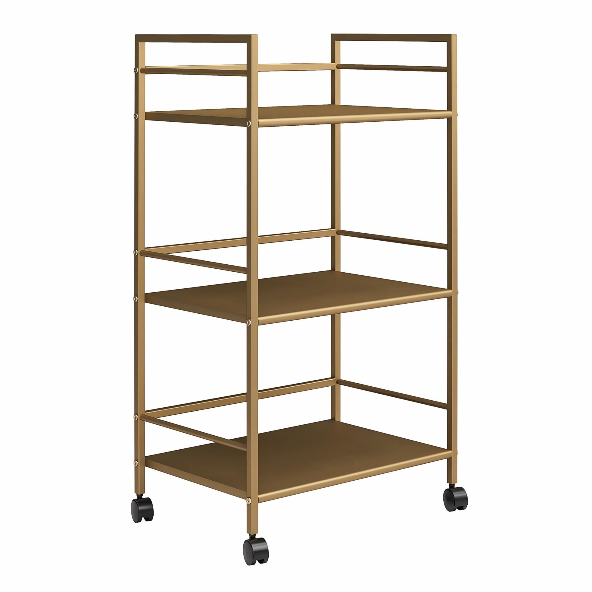 Helix 3 Shelf Metal Rolling Utility Cart, Gold - Gold
