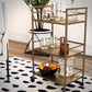 Helix 3 Shelf Metal Rolling Utility Cart, Gold - Gold