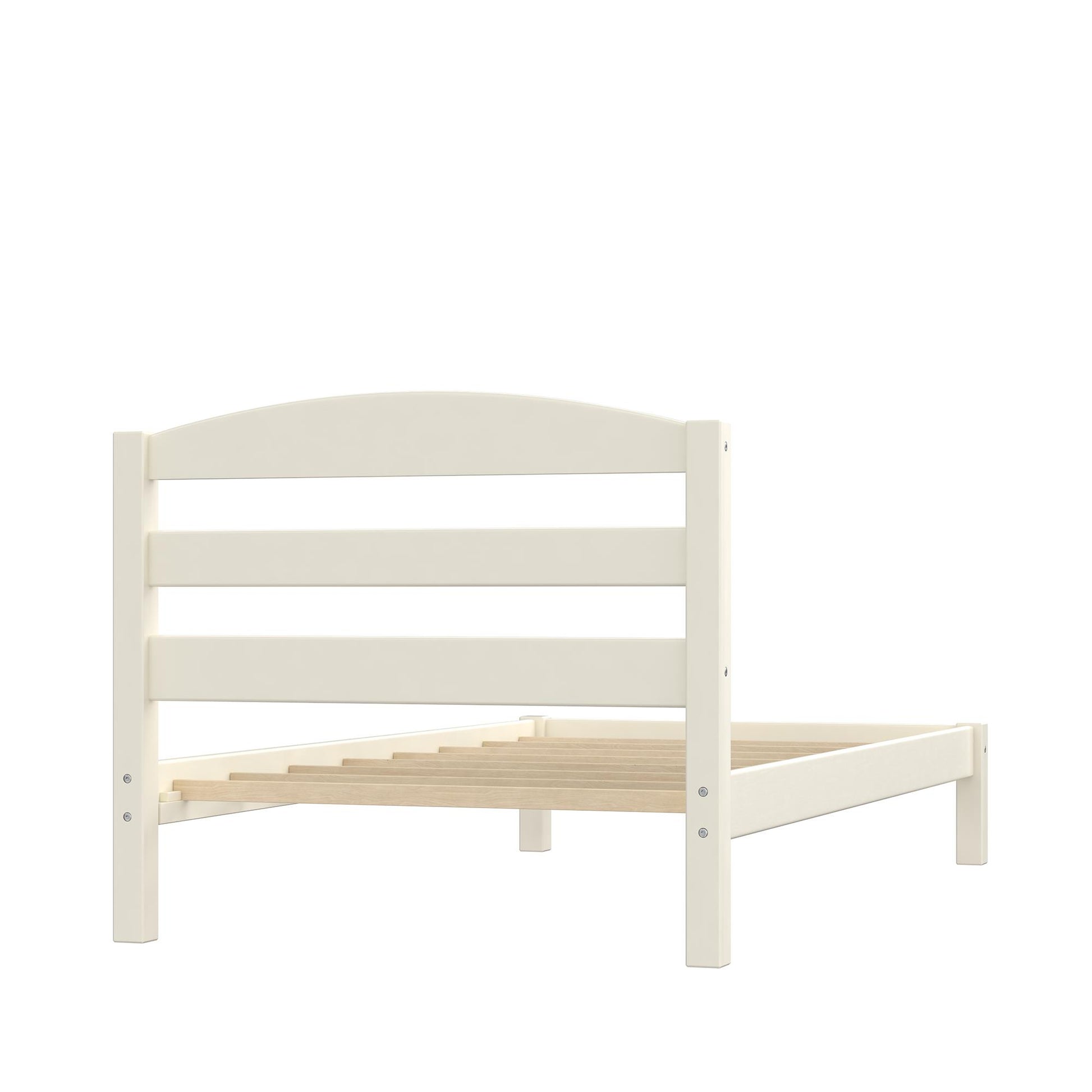 Braylon Twin Sized Wooden Bed Frame with Wood Slats - White