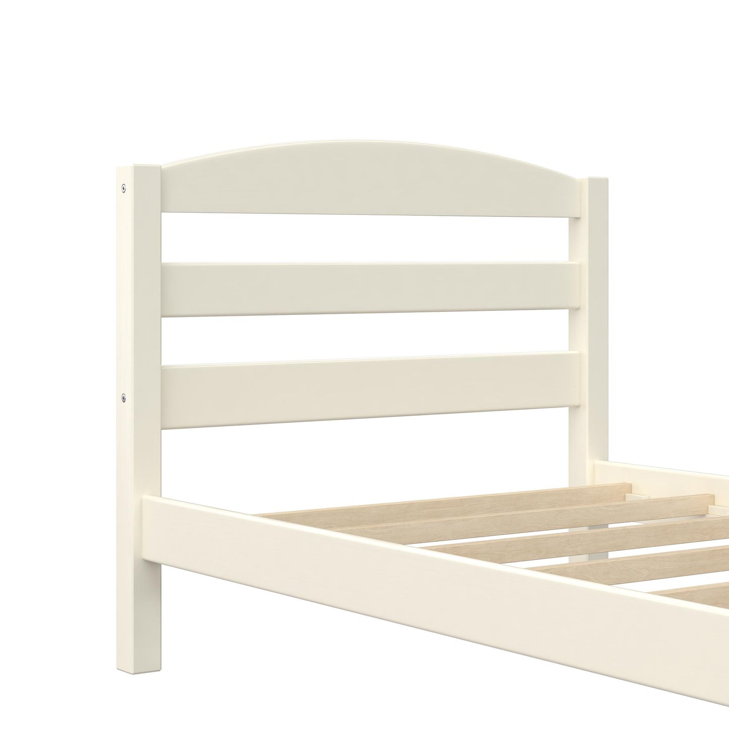 Braylon Twin Sized Wooden Bed Frame with Wood Slats - White