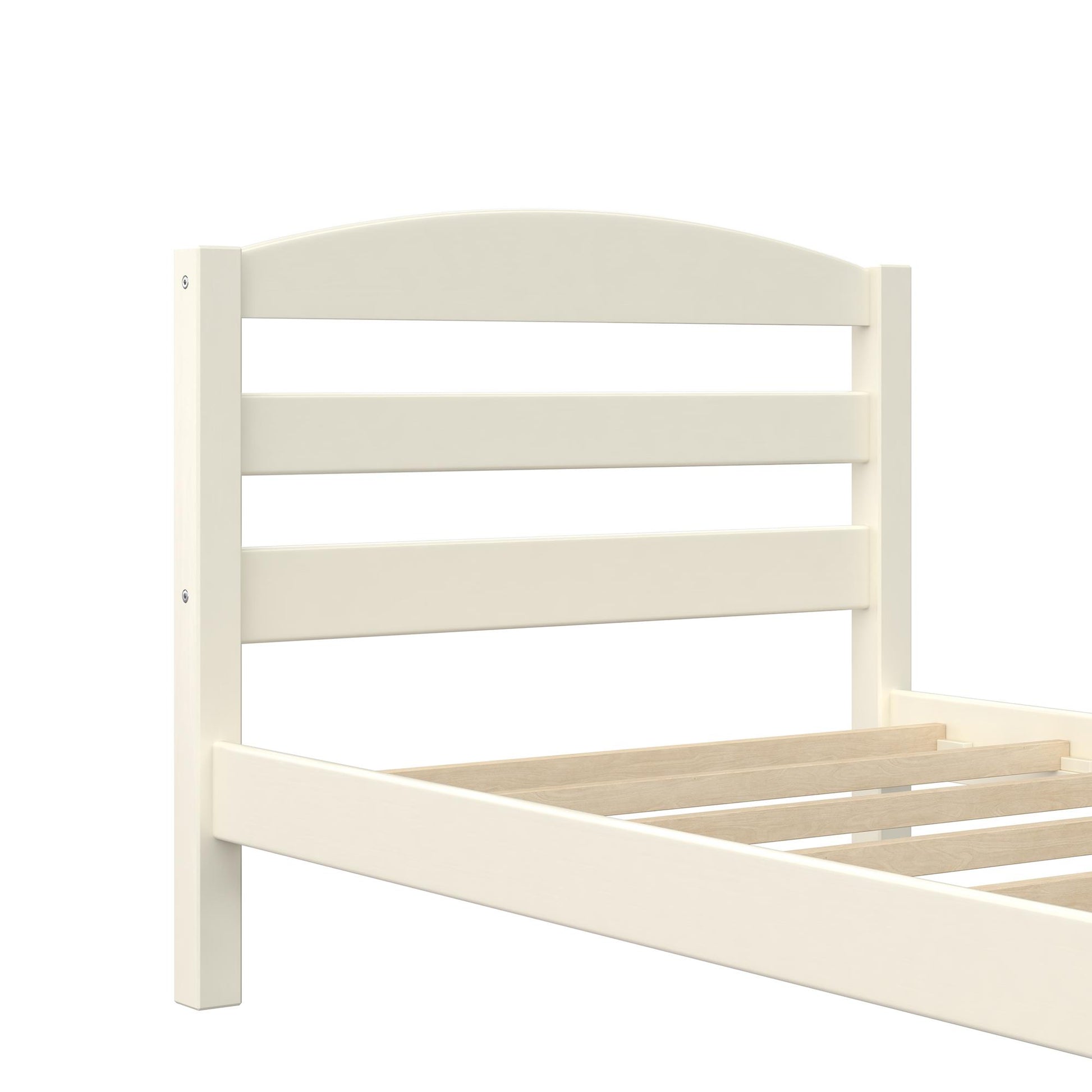 Braylon Twin Sized Wooden Bed Frame with Wood Slats - White