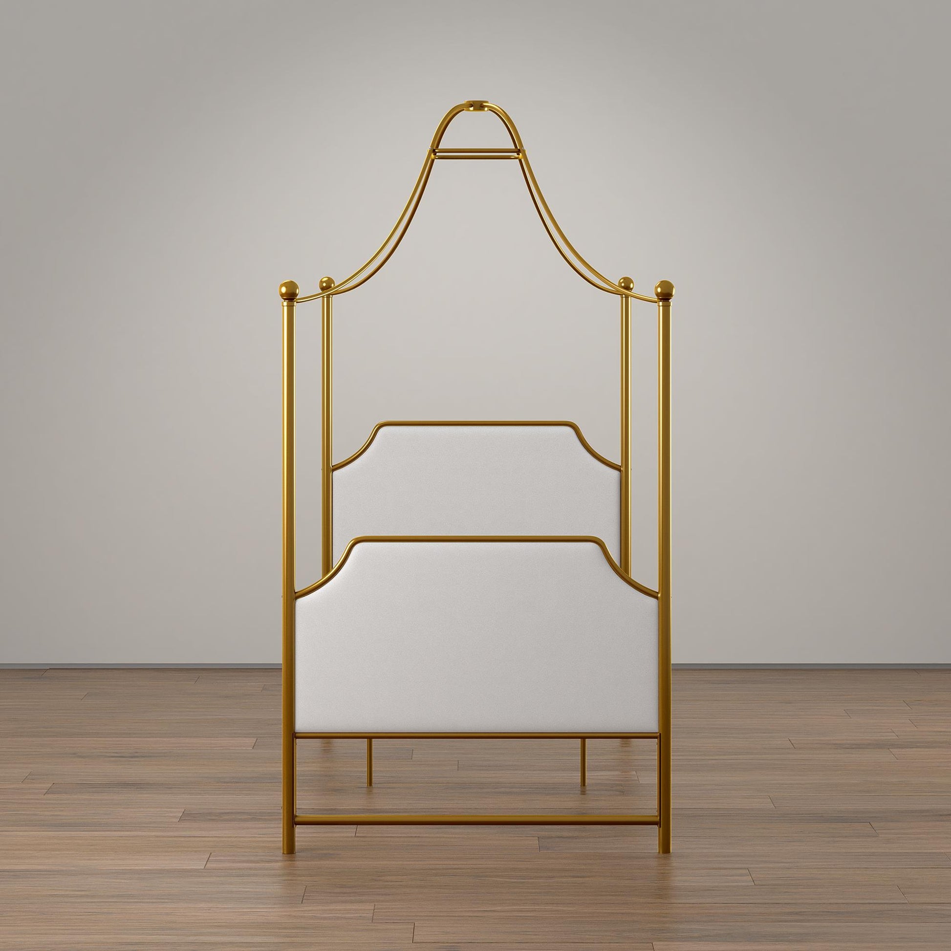 Monarch Hill Clementine Canopy Bed with Linen Headboard and Footboard - Gold - Twin