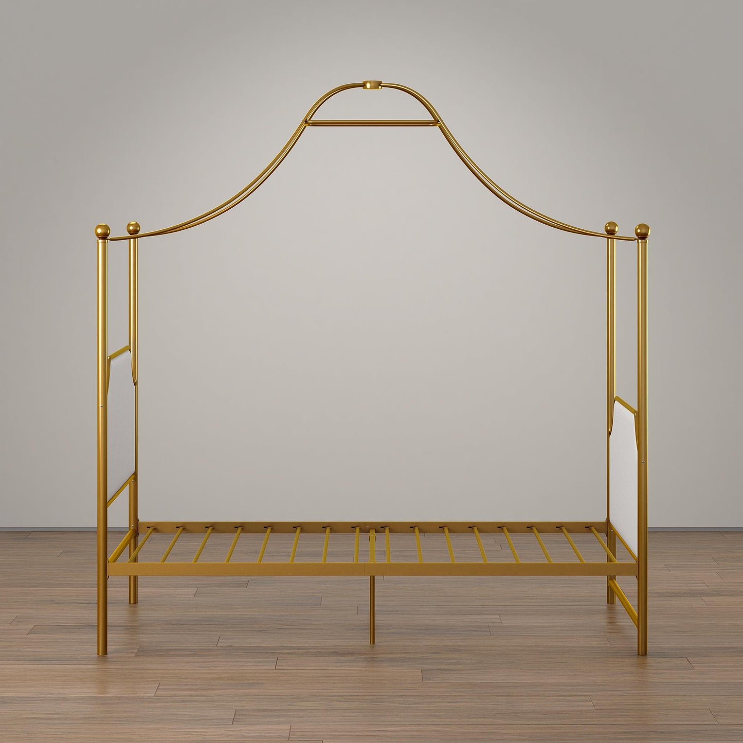 Monarch Hill Clementine Canopy Bed with Linen Headboard and Footboard - Gold - Twin