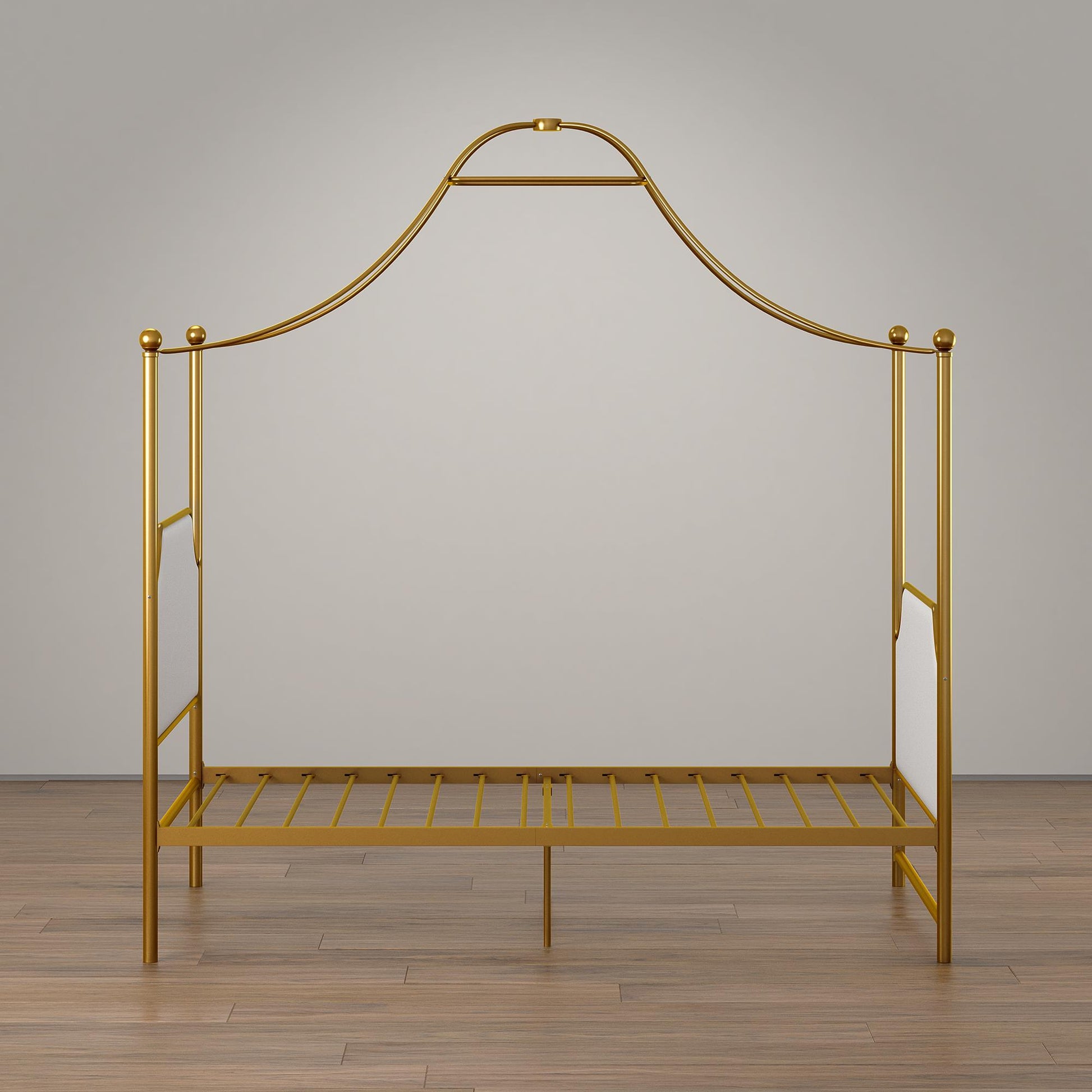 Monarch Hill Clementine Canopy Bed with Linen Headboard and Footboard - Gold - Twin