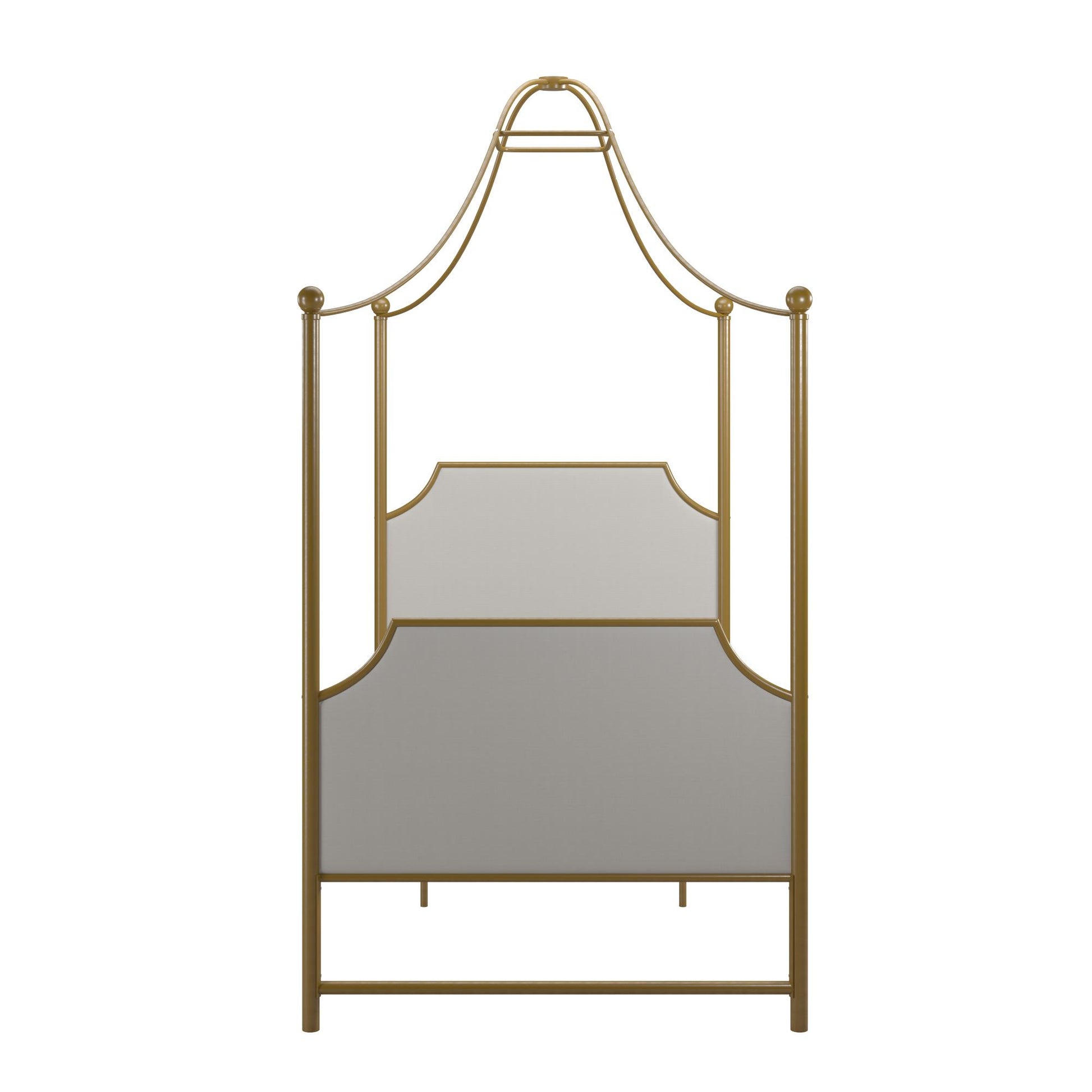 Monarch Hill Clementine Canopy Bed with Linen Headboard and Footboard - Gold - Twin