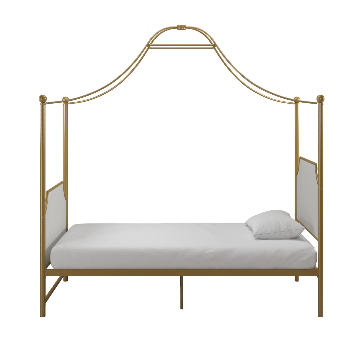 Monarch Hill Clementine Canopy Bed with Linen Headboard and Footboard - Gold - Twin