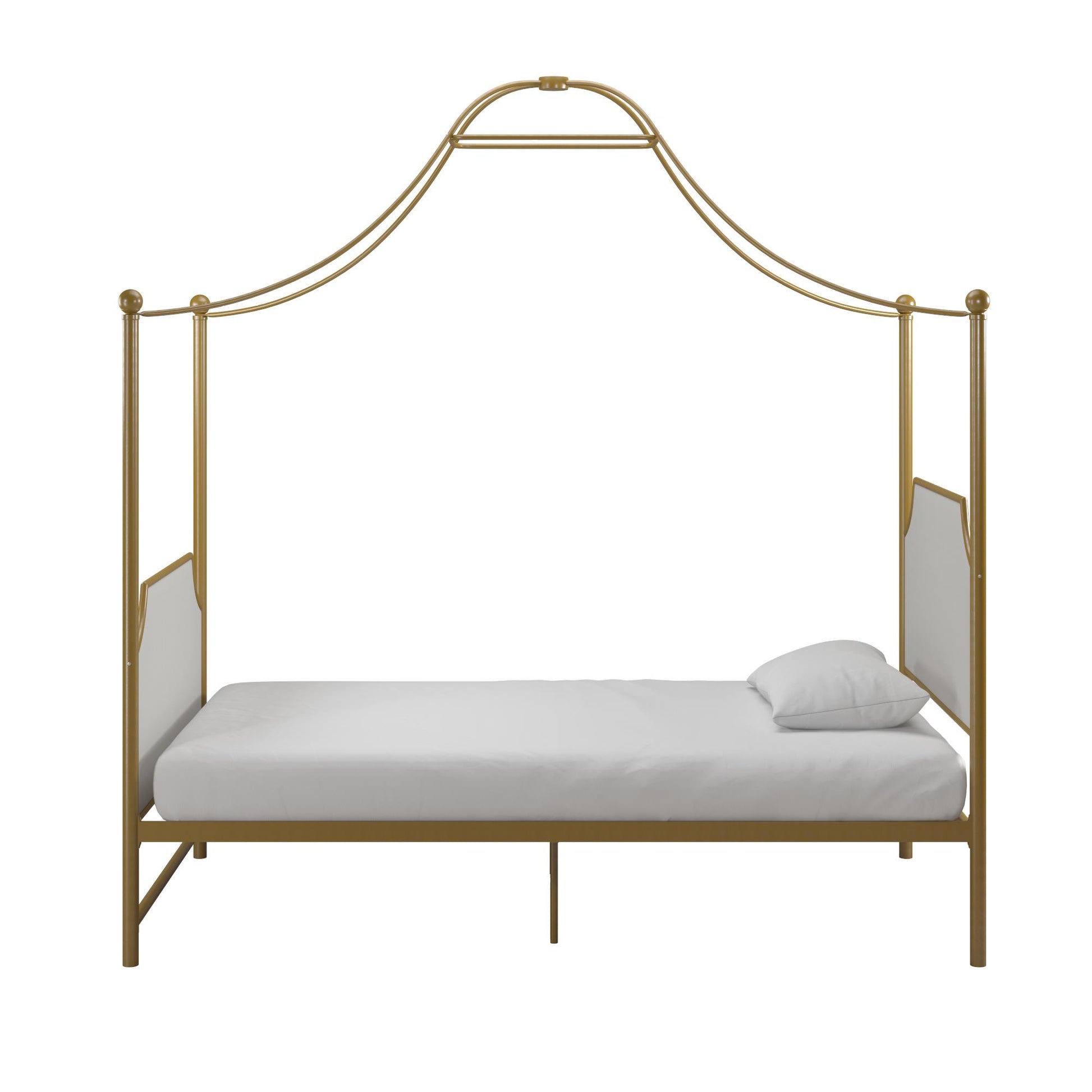 Monarch Hill Clementine Canopy Bed with Linen Headboard and Footboard - Gold - Twin