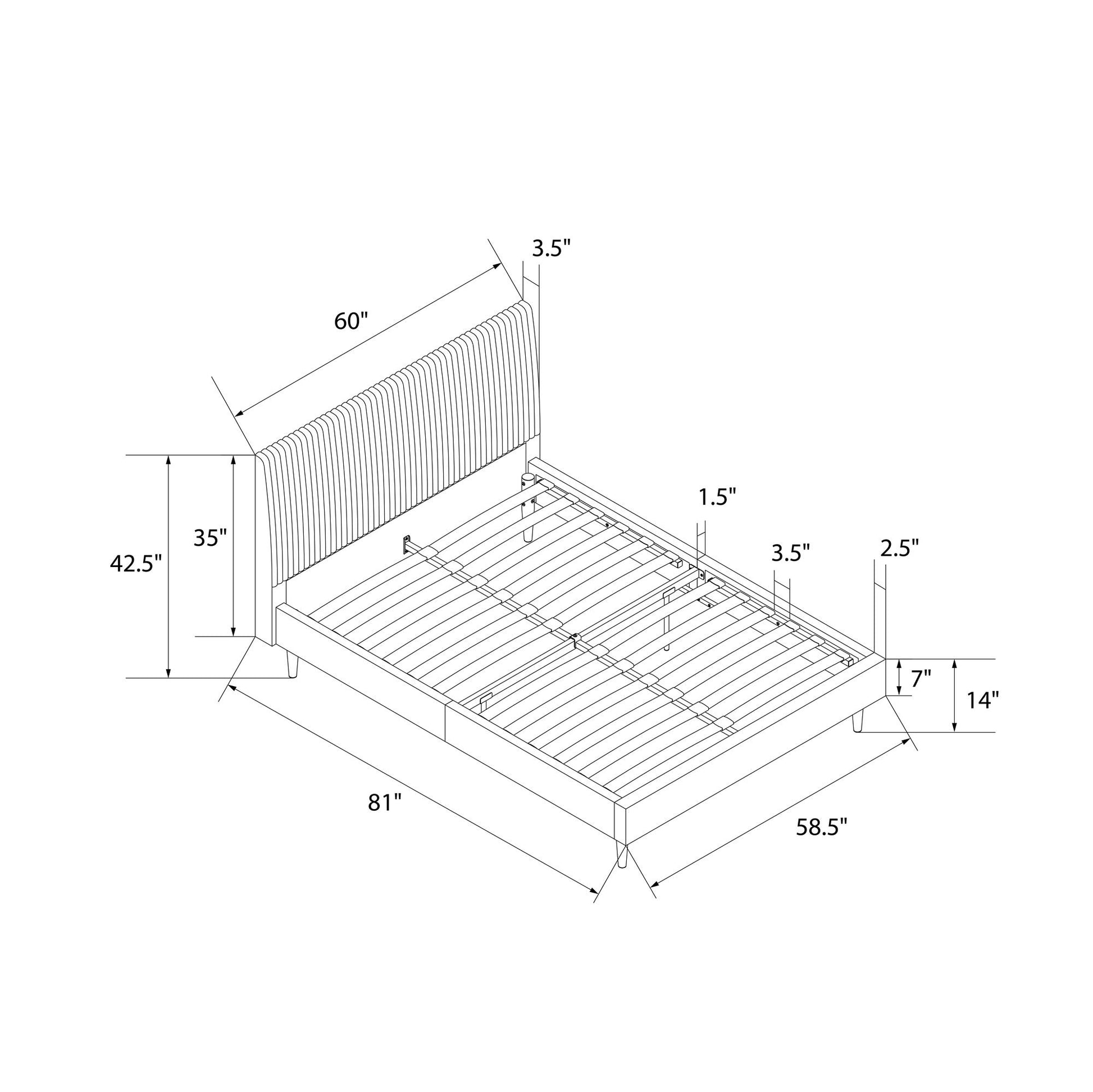 Daphne Upholstered Bed - Light Gray - Full
