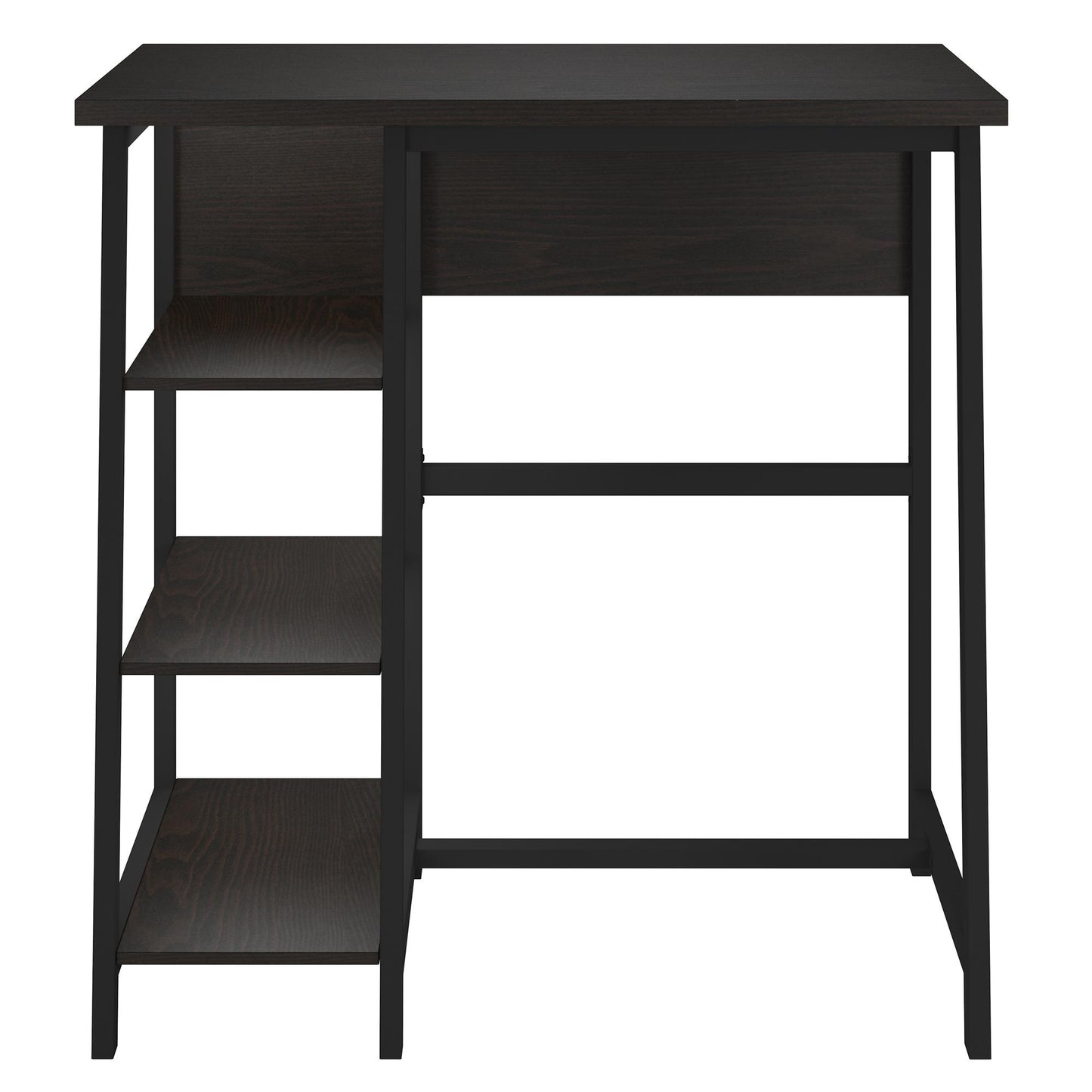 Coleton Standing Computer Desk with Side Shelves - Espresso