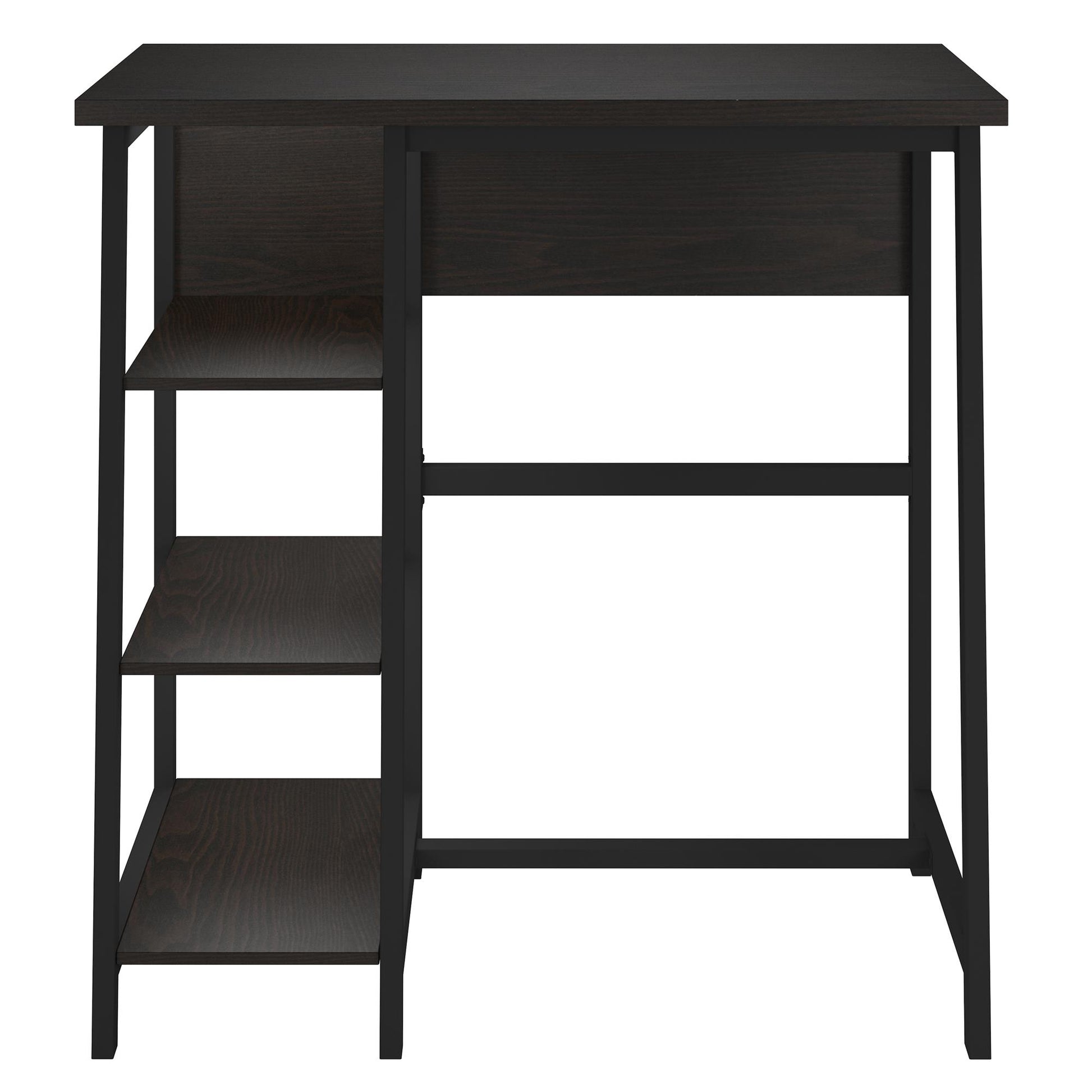 Coleton Standing Computer Desk with Side Shelves - Espresso