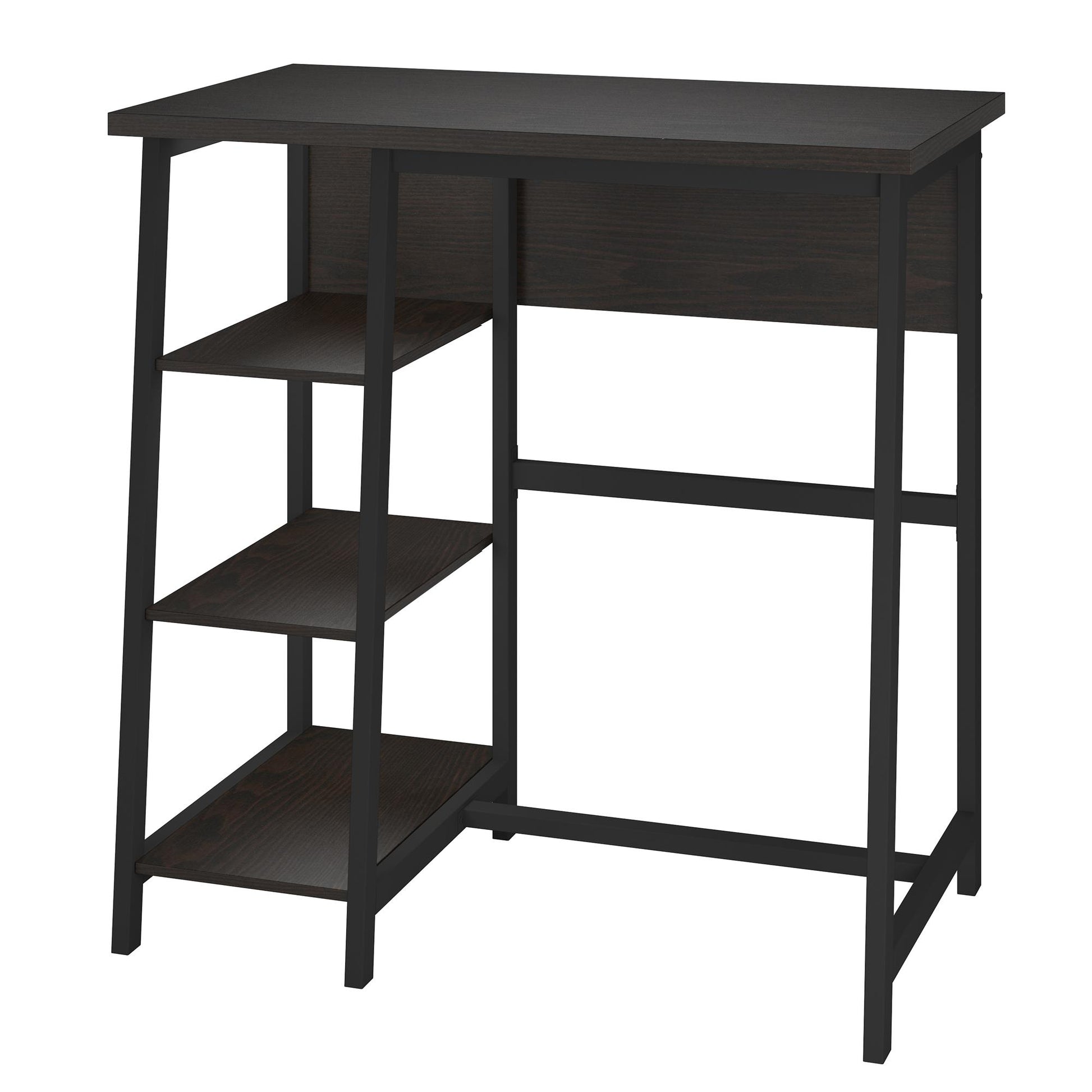 Coleton Standing Computer Desk with Side Shelves - Espresso