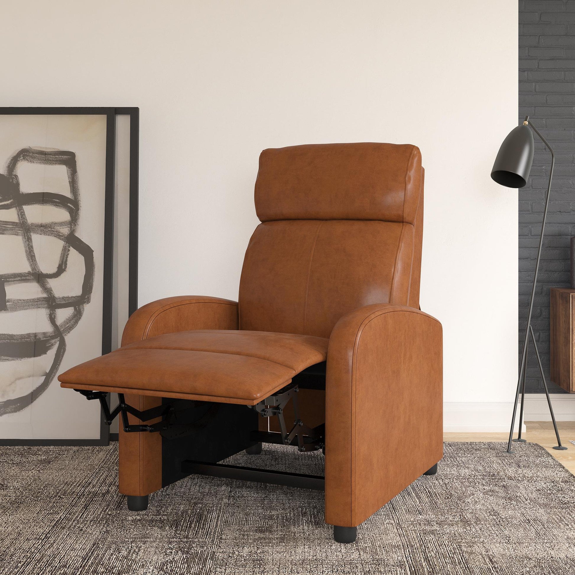 Moby Pushback Recliner Chair with Multiple Reclining Positions - Camel