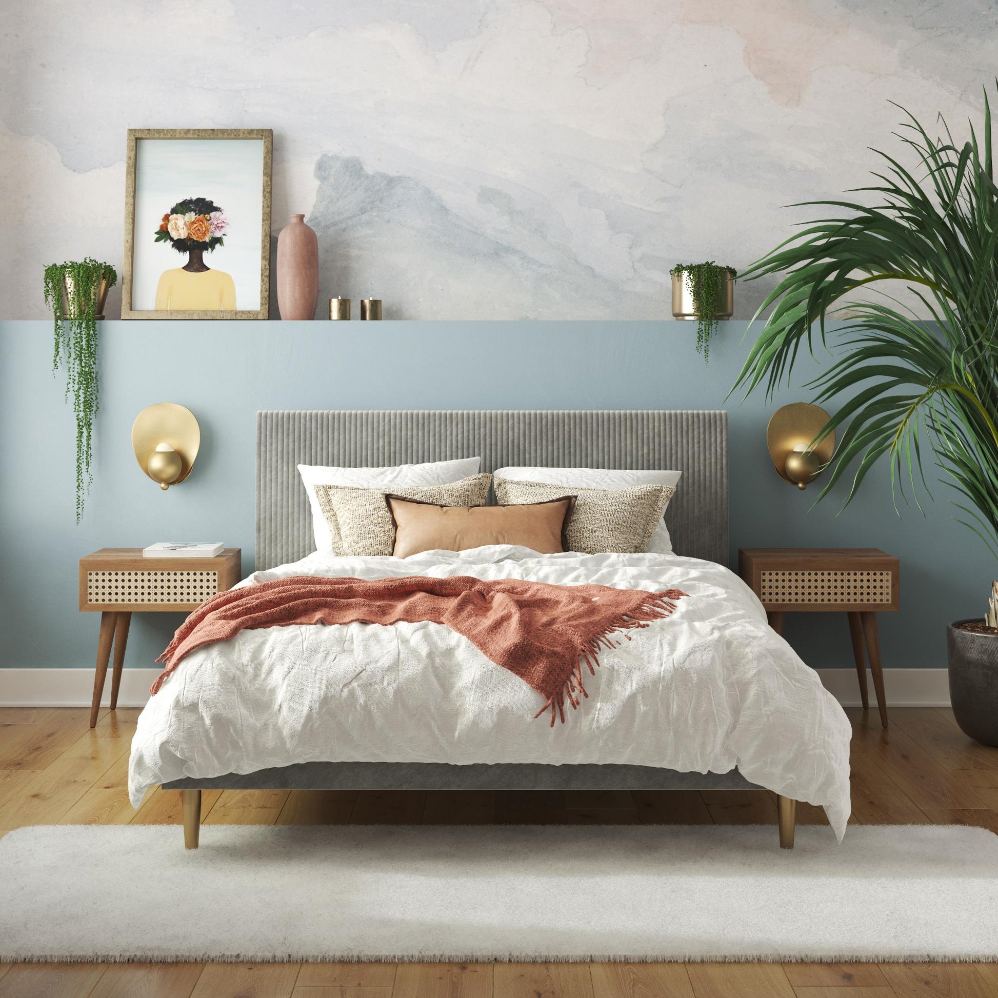 Daphne Upholstered Bed - Light Gray - Queen