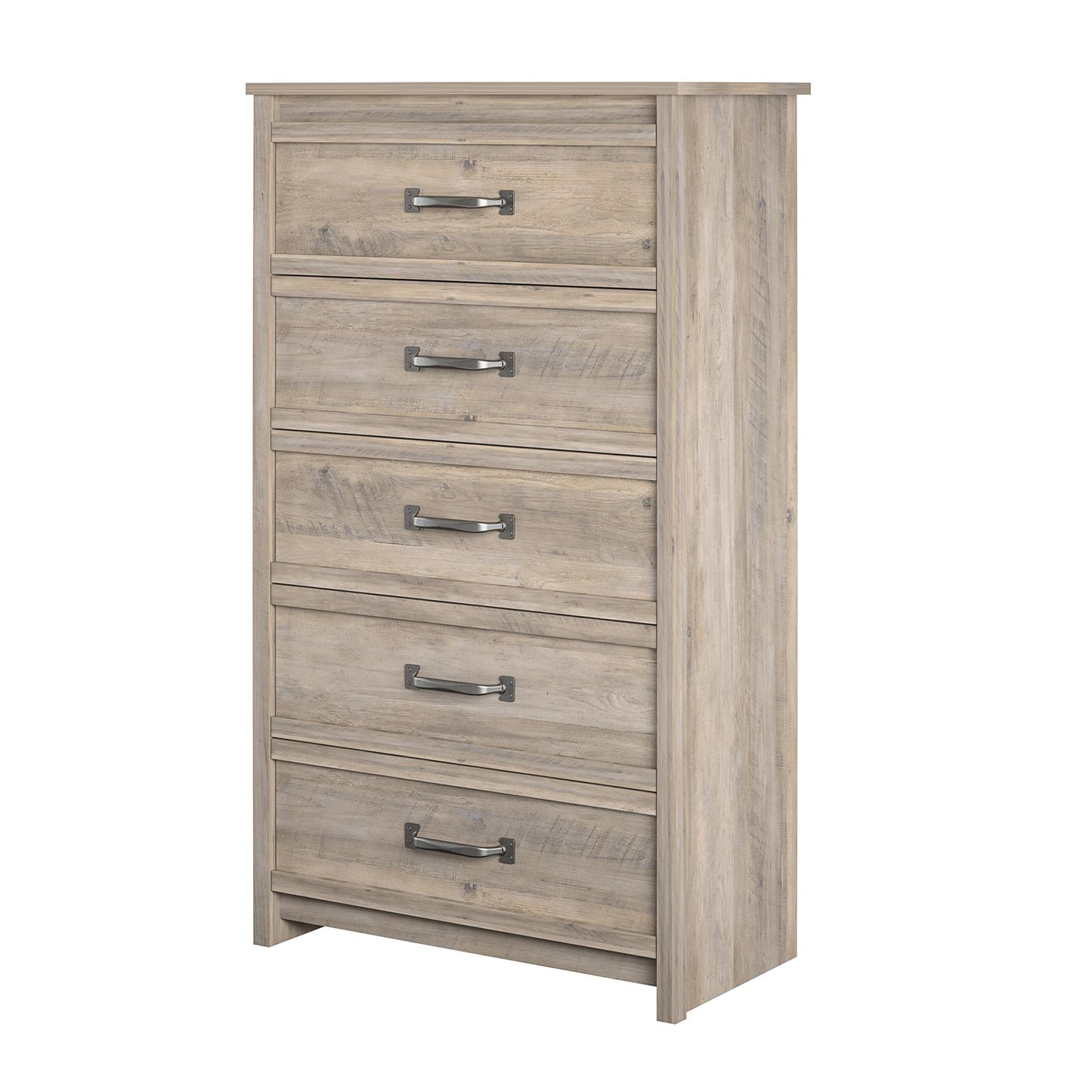 Bassinger 5 Drawer Bedroom Dresser with Pewter Handles - Gray Oak