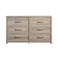Bassinger 6 Drawer Bedroom Dresser with Pewter Handles - Gray Oak