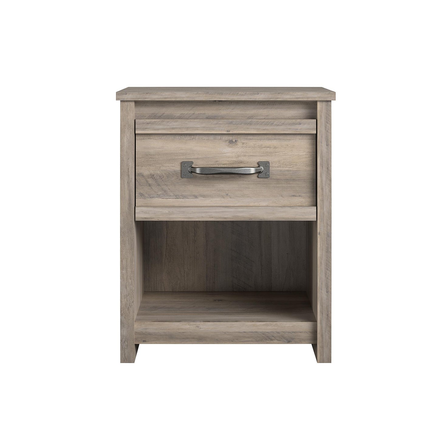 Bassinger 1 Drawer Bedroom Nightstand with Pewter Handles - Gray Oak