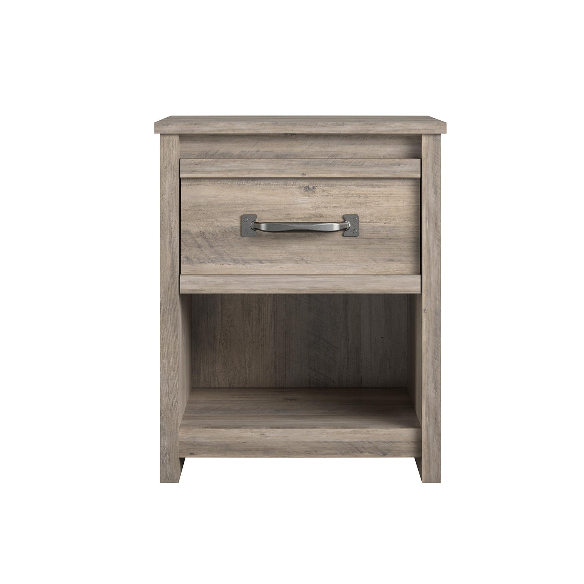 Bassinger 1 Drawer Bedroom Nightstand with Pewter Handles - Gray Oak