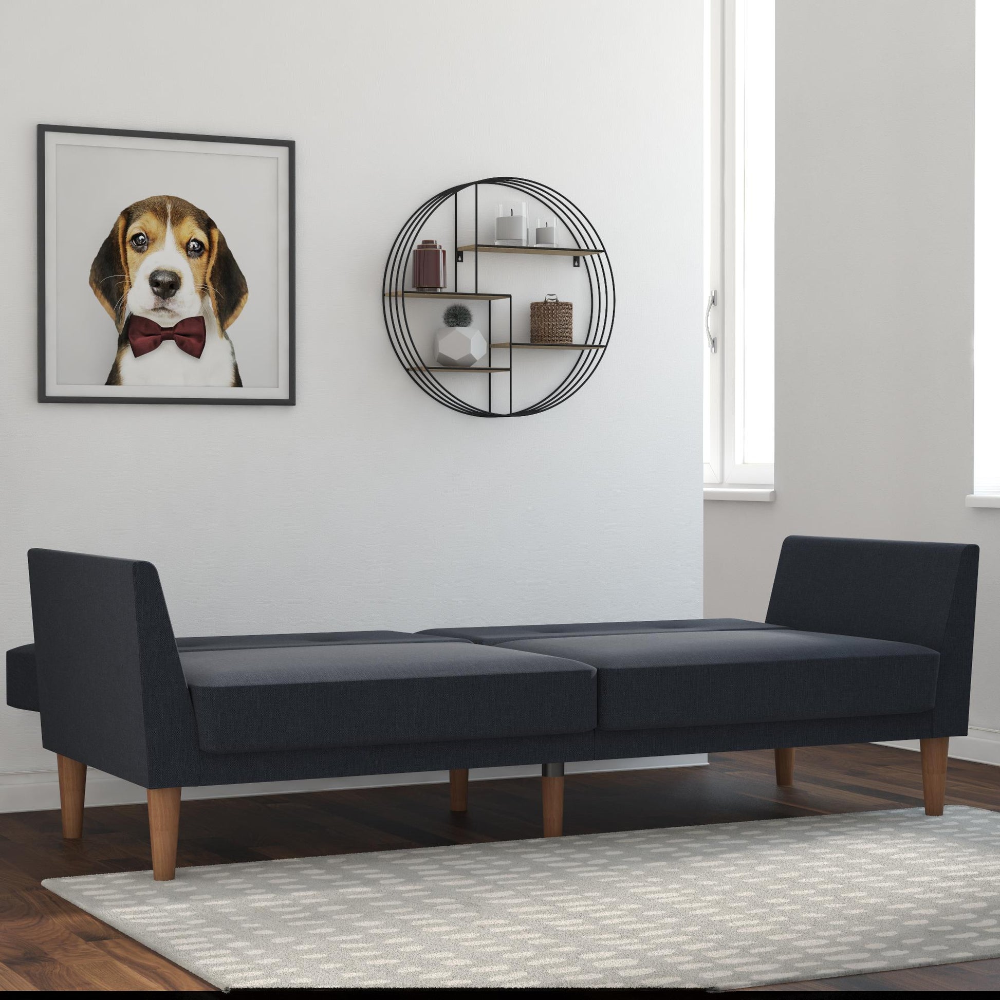 Regal Linen Upholstered Futon - Blue Linen