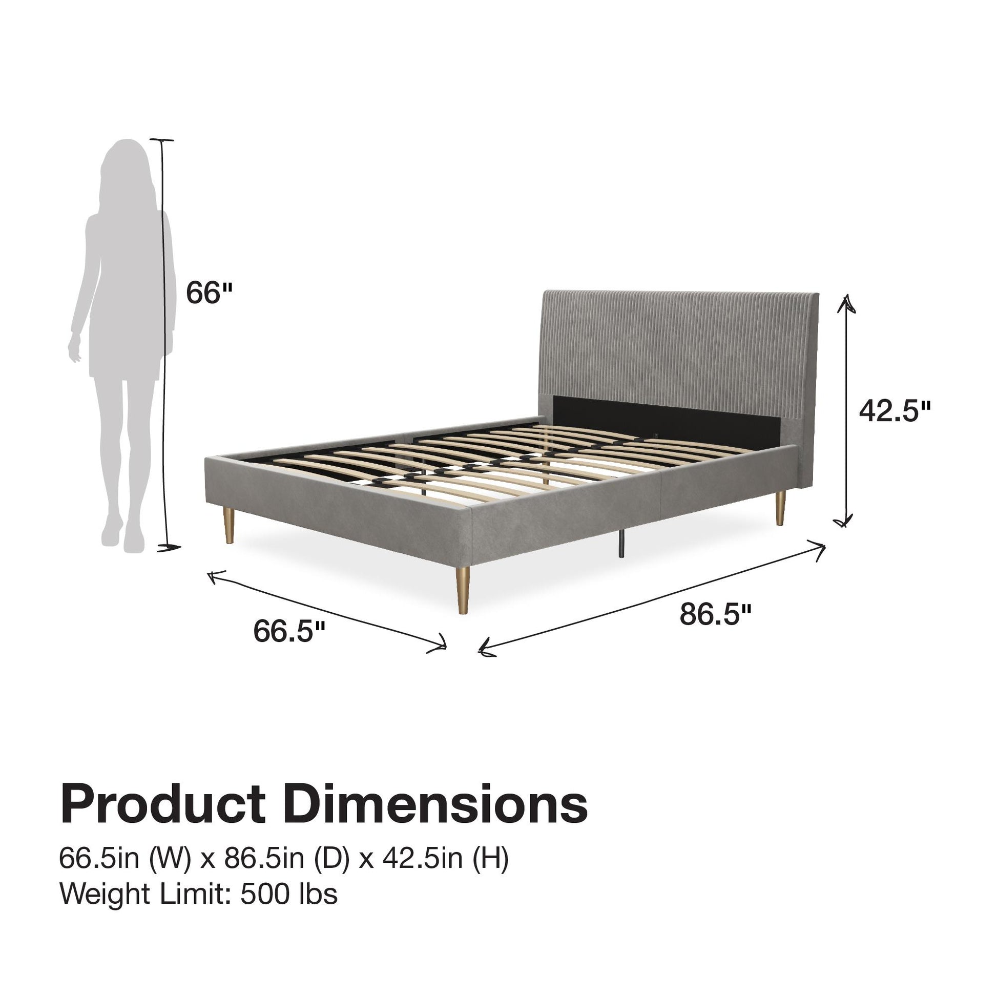 Daphne Upholstered Bed - Light Gray - Queen