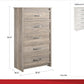 Bassinger 5 Drawer Bedroom Dresser with Pewter Handles - Gray Oak