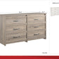 Bassinger 6 Drawer Bedroom Dresser with Pewter Handles - Gray Oak