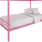 Twin over Twin Metal Bunk Bed with Slanted Front Ladder and Guardrails - Pink - Twin-Over-Twin