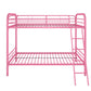 Twin over Twin Metal Bunk Bed with Slanted Front Ladder and Guardrails - Pink - Twin-Over-Twin
