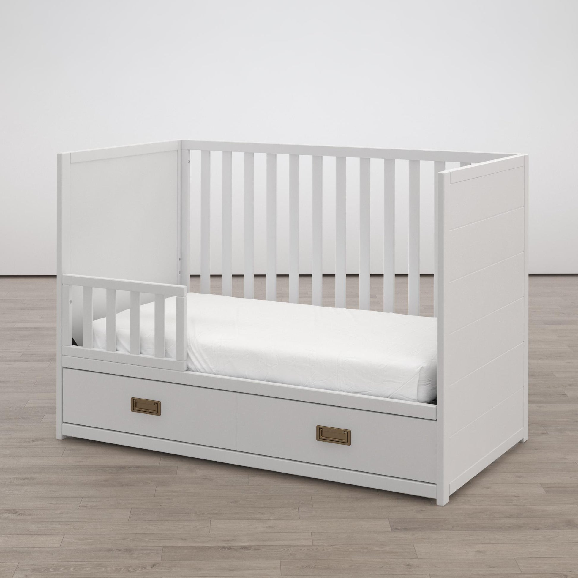 Haven 3 in 1 Convertible Wood Storage Crib - White