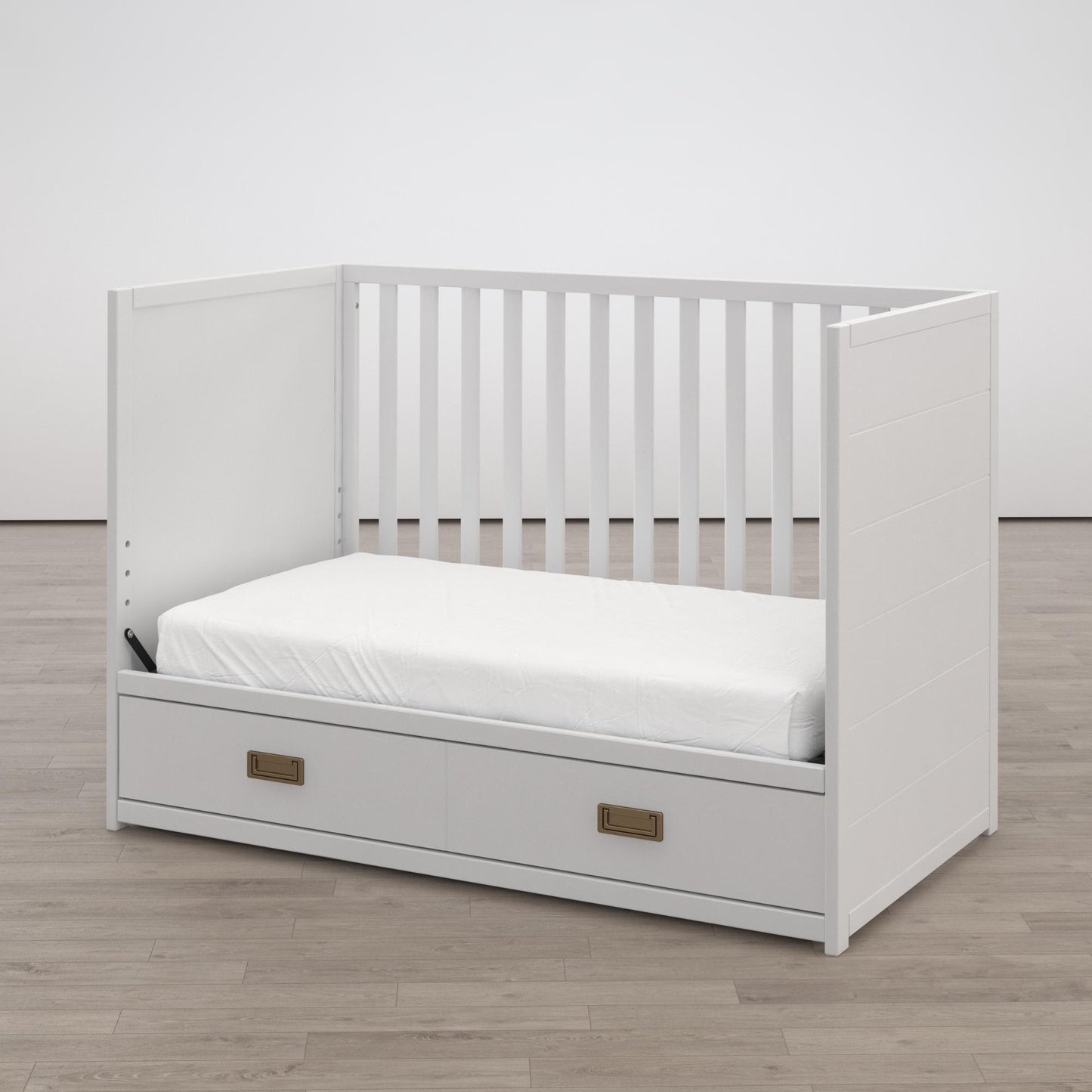 Haven 3 in 1 Convertible Wood Storage Crib - White