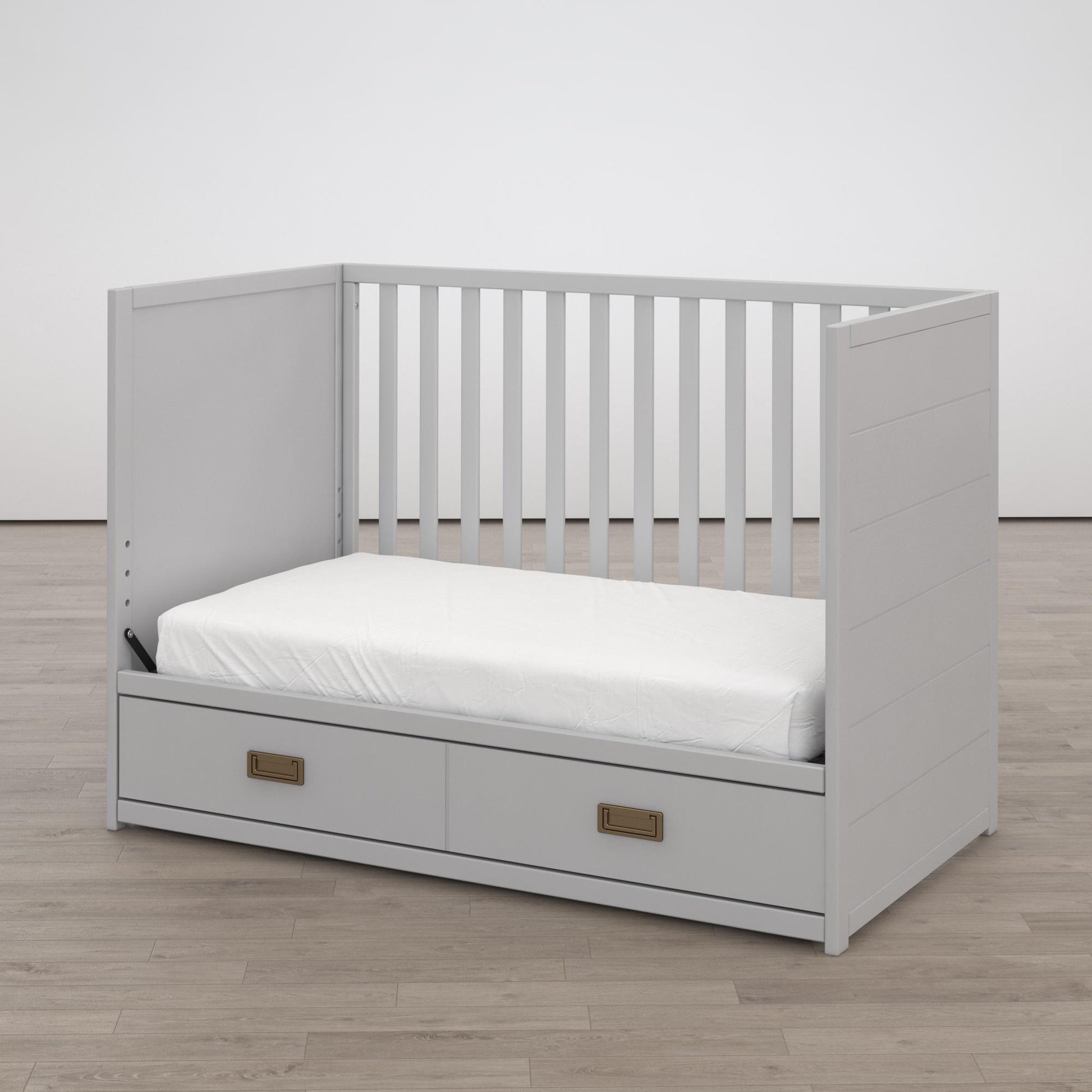 Haven 3 in 1 Convertible Wood Storage Crib - Dove Gray