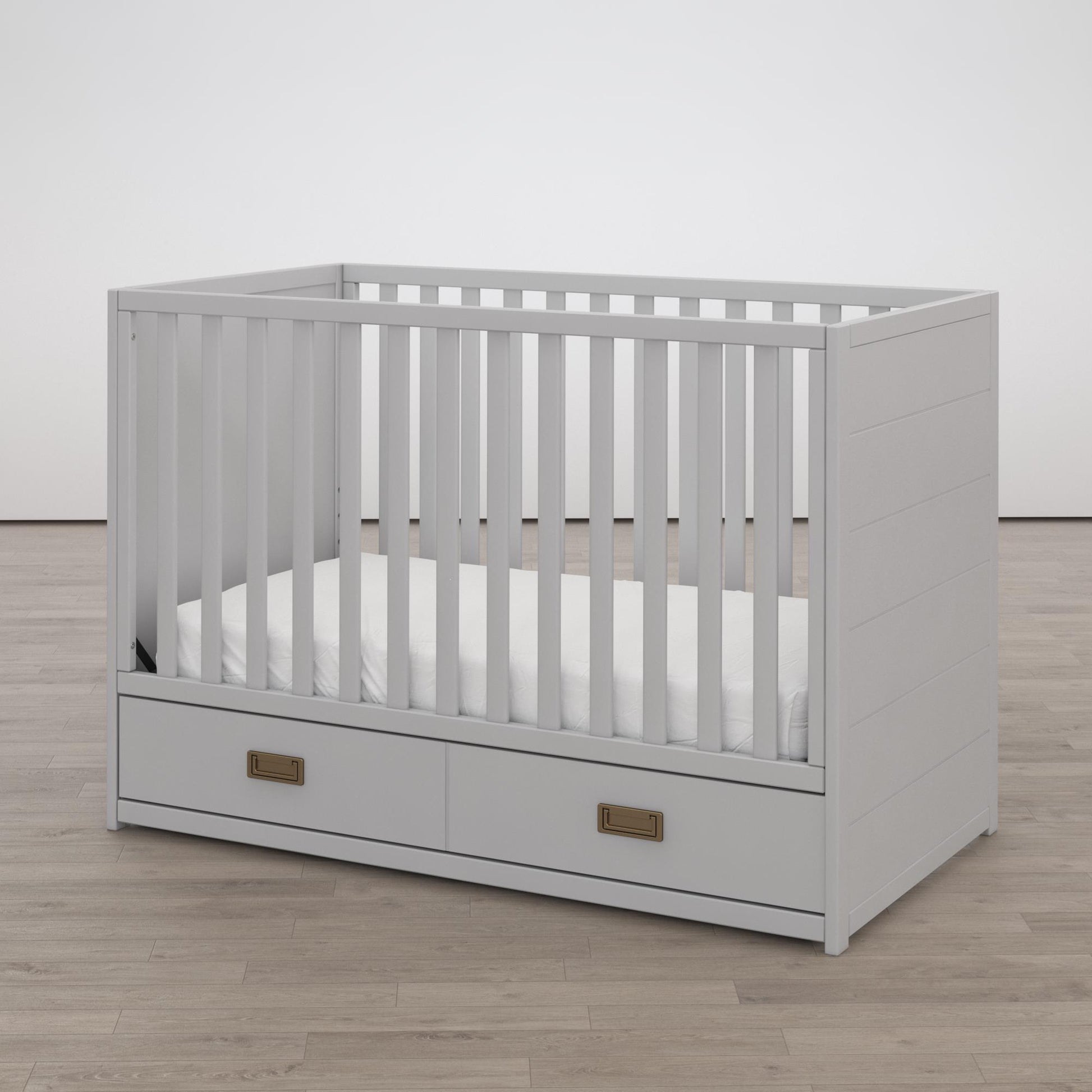 Haven 3 in 1 Convertible Wood Storage Crib - Dove Gray