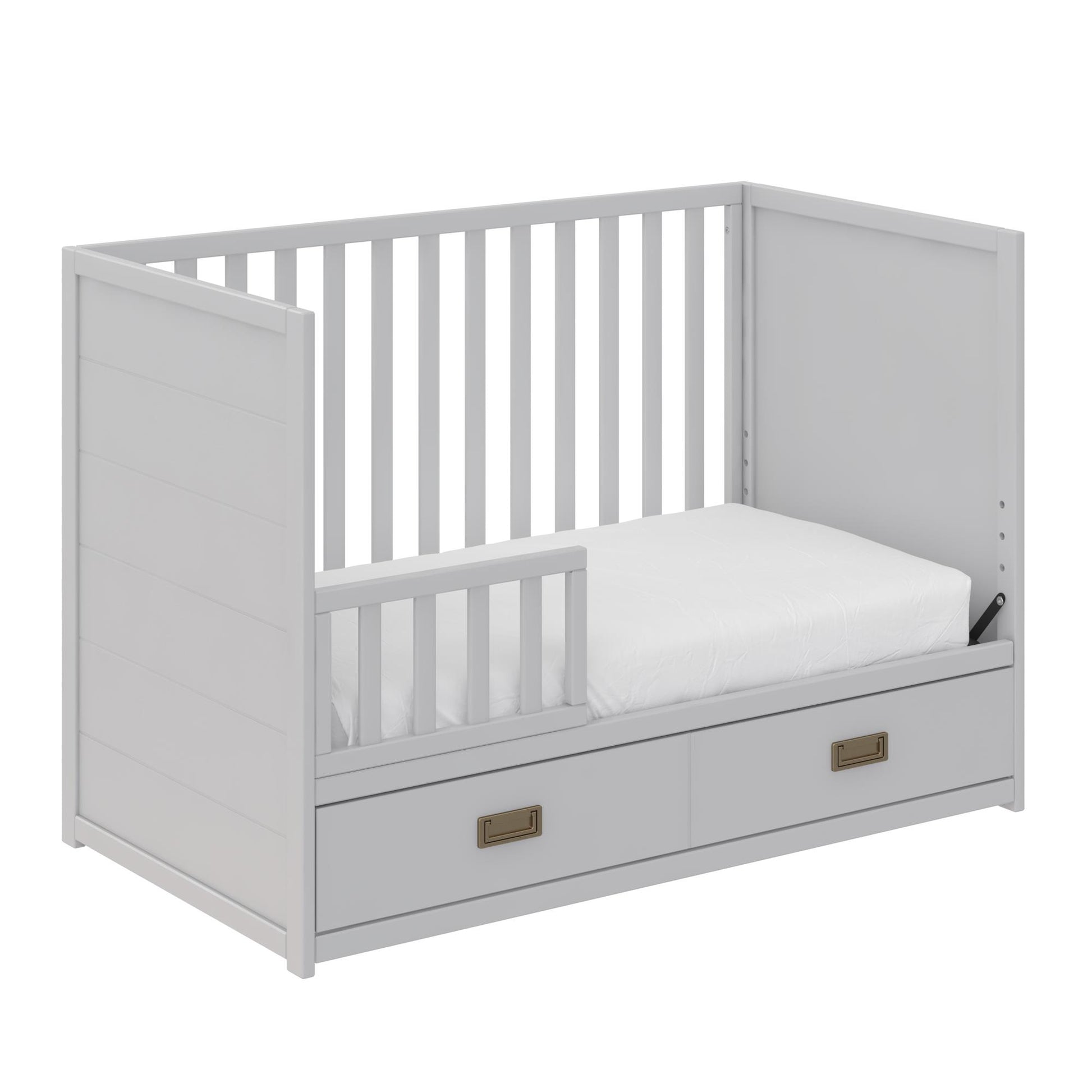 Haven 3 in 1 Convertible Wood Storage Crib - Dove Gray