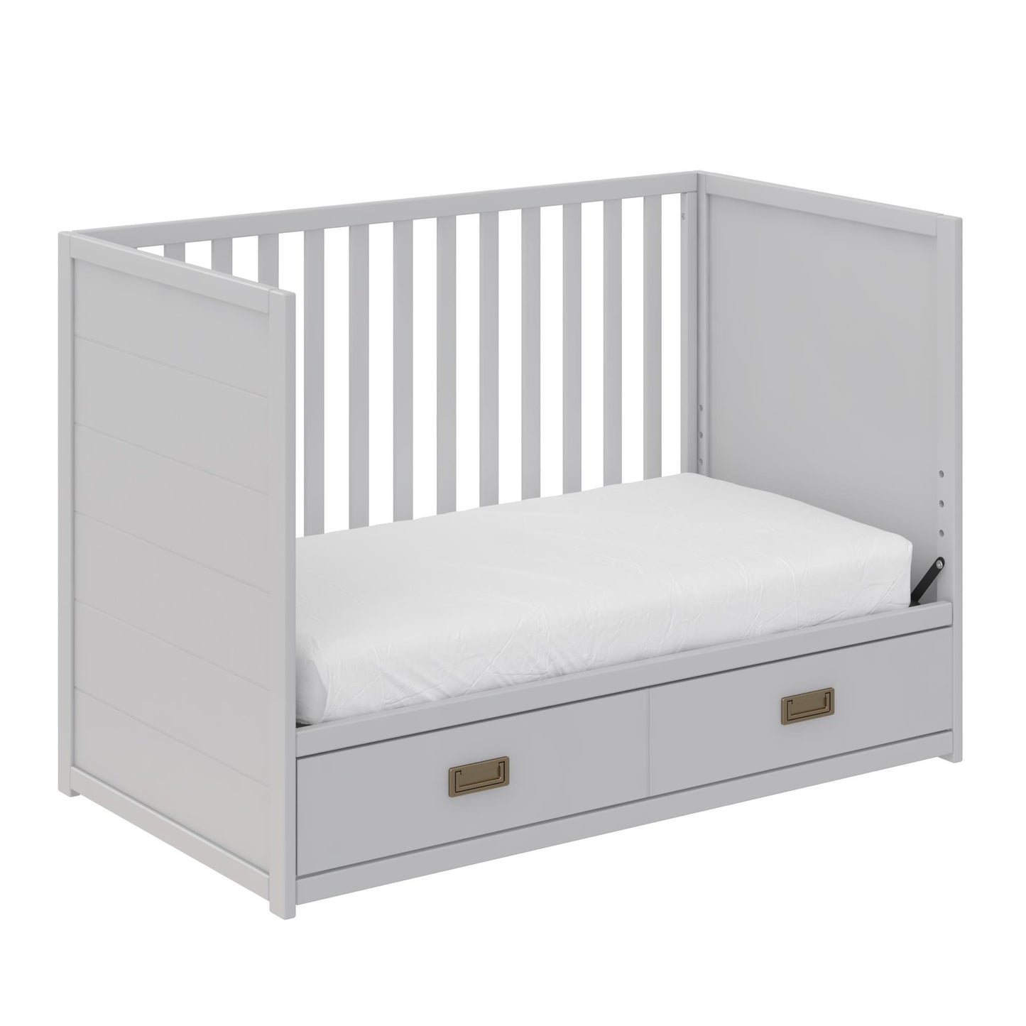 Haven 3 in 1 Convertible Wood Storage Crib - Dove Gray