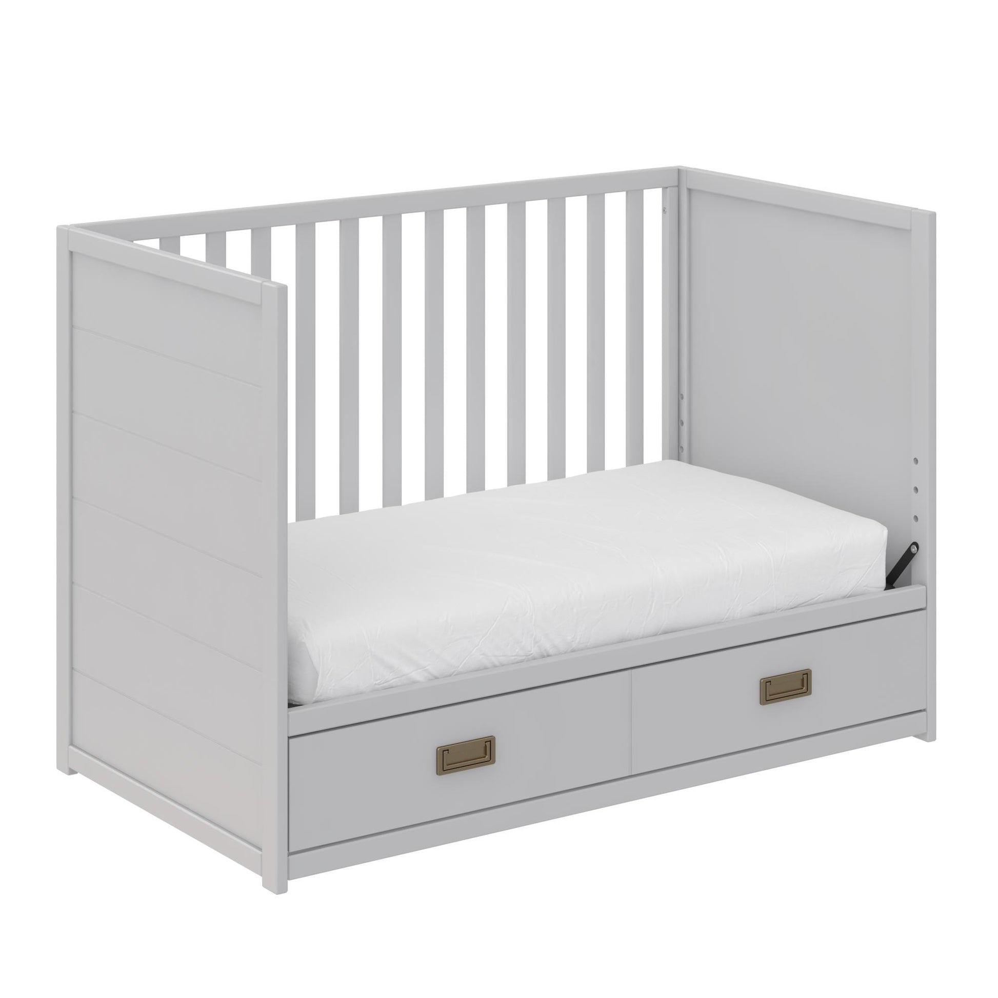 Haven 3 in 1 Convertible Wood Storage Crib - Dove Gray
