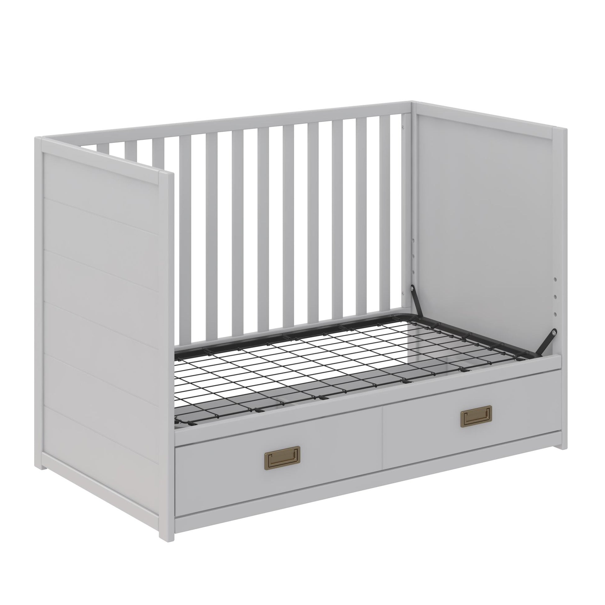 Haven 3 in 1 Convertible Wood Storage Crib - Dove Gray
