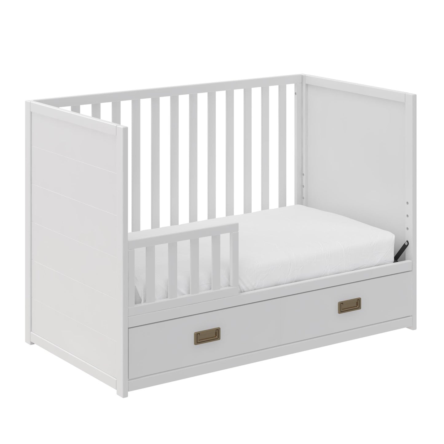 Haven 3 in 1 Convertible Wood Storage Crib - White