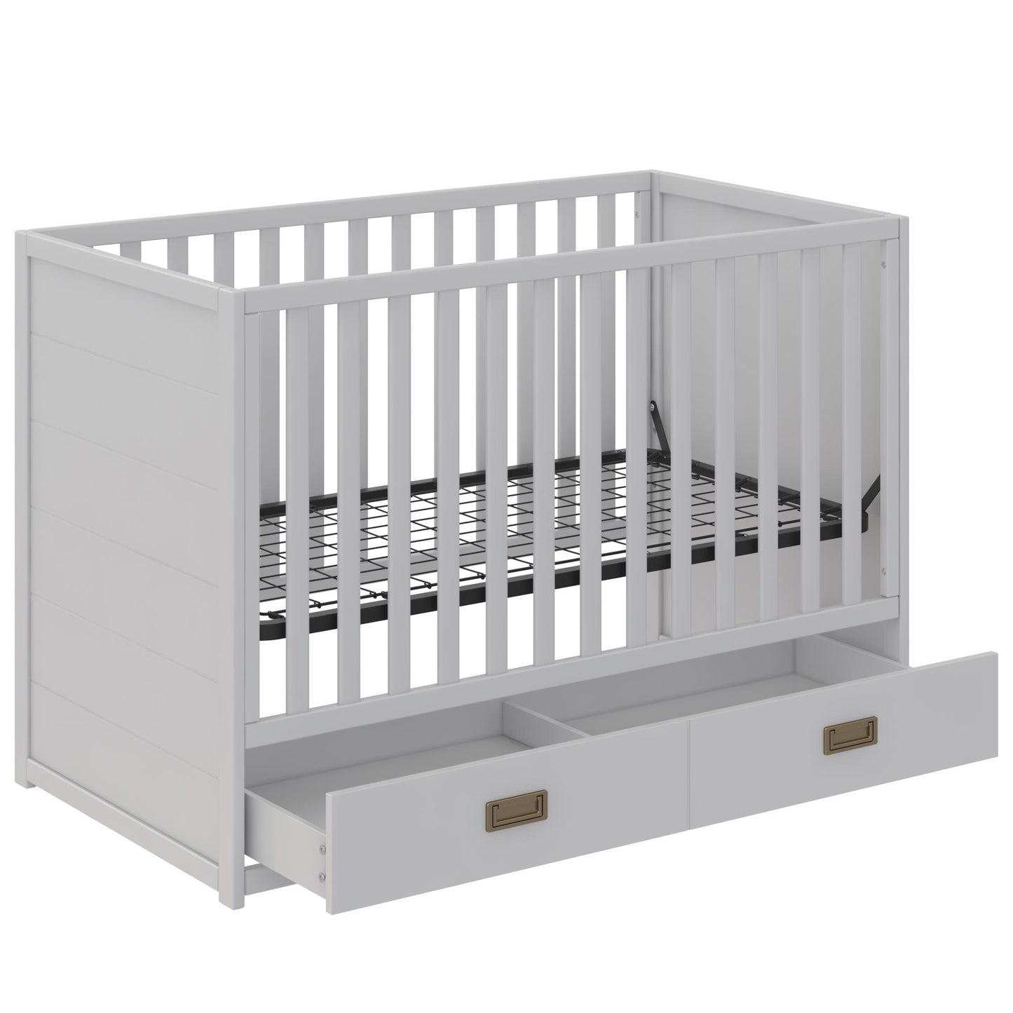 Haven 3 in 1 Convertible Wood Storage Crib - Dove Gray