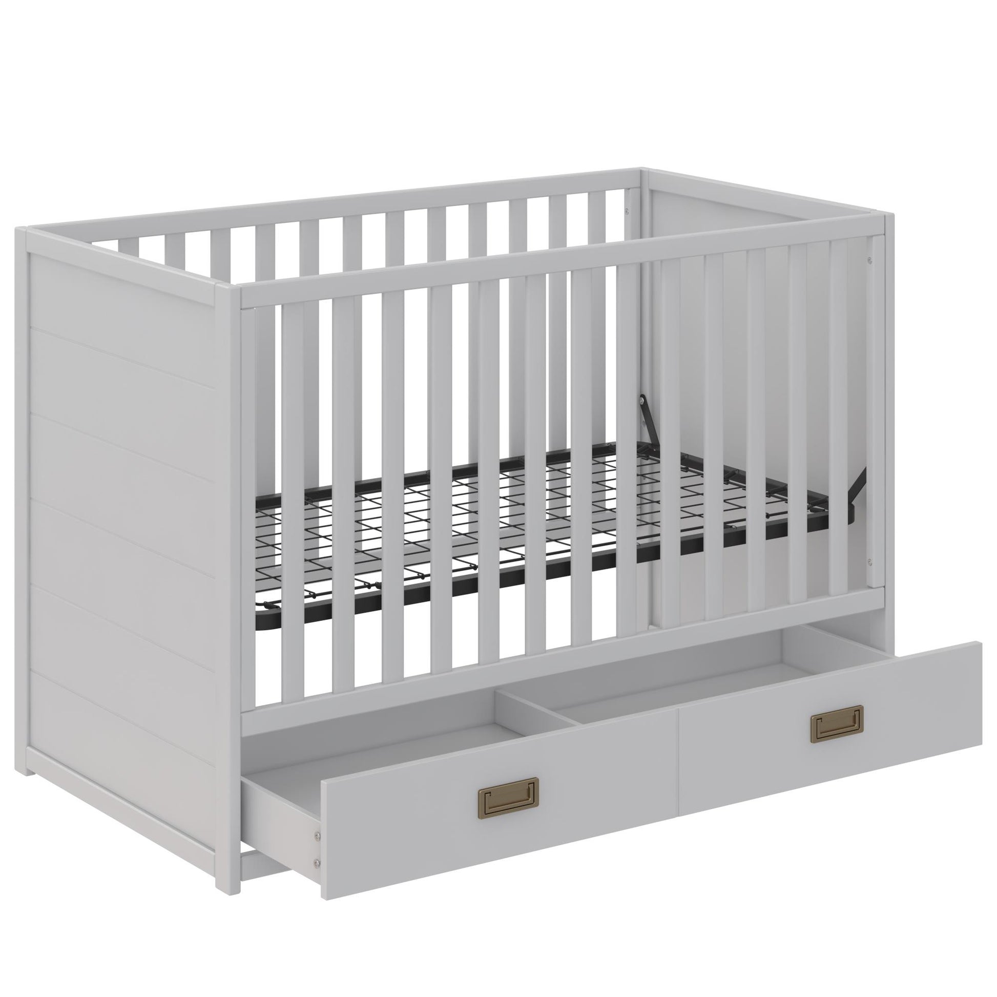 Haven 3 in 1 Convertible Wood Storage Crib - Dove Gray
