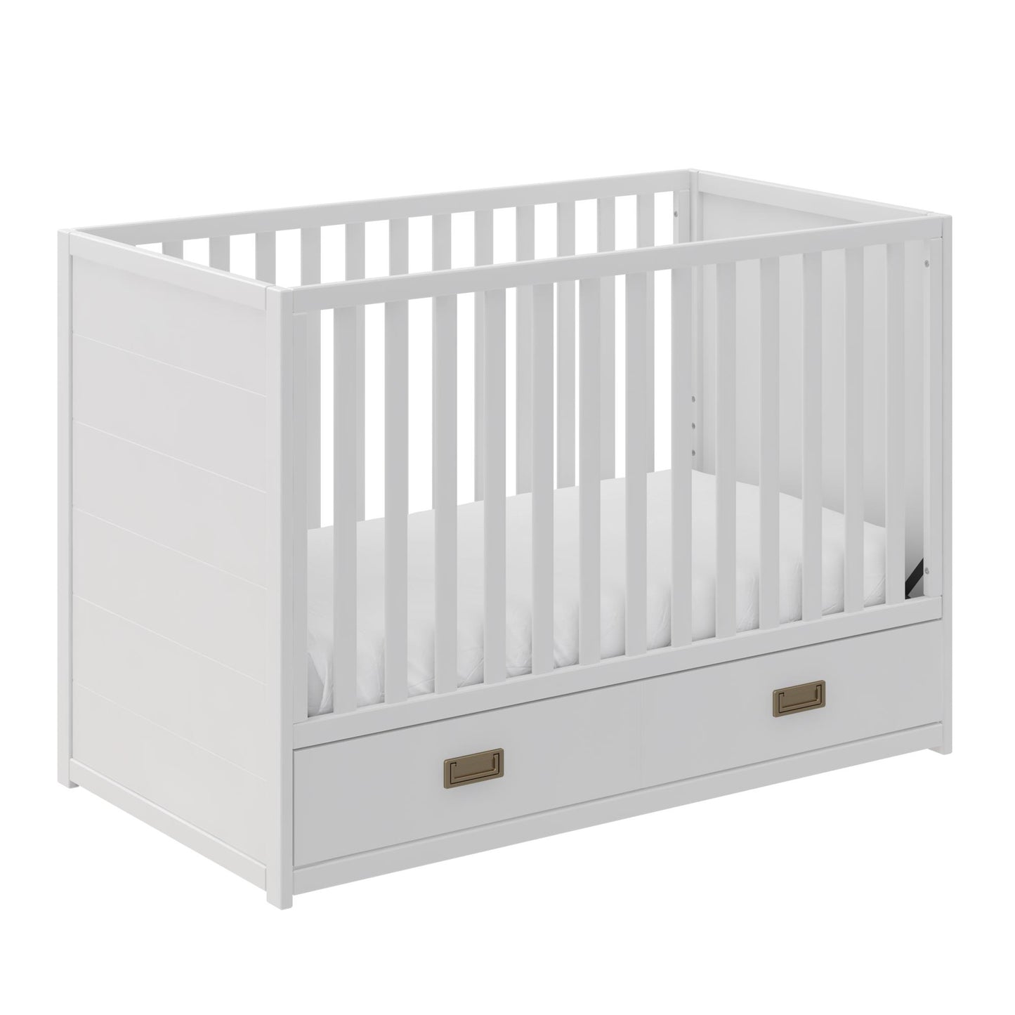 Haven 3 in 1 Convertible Wood Storage Crib - White