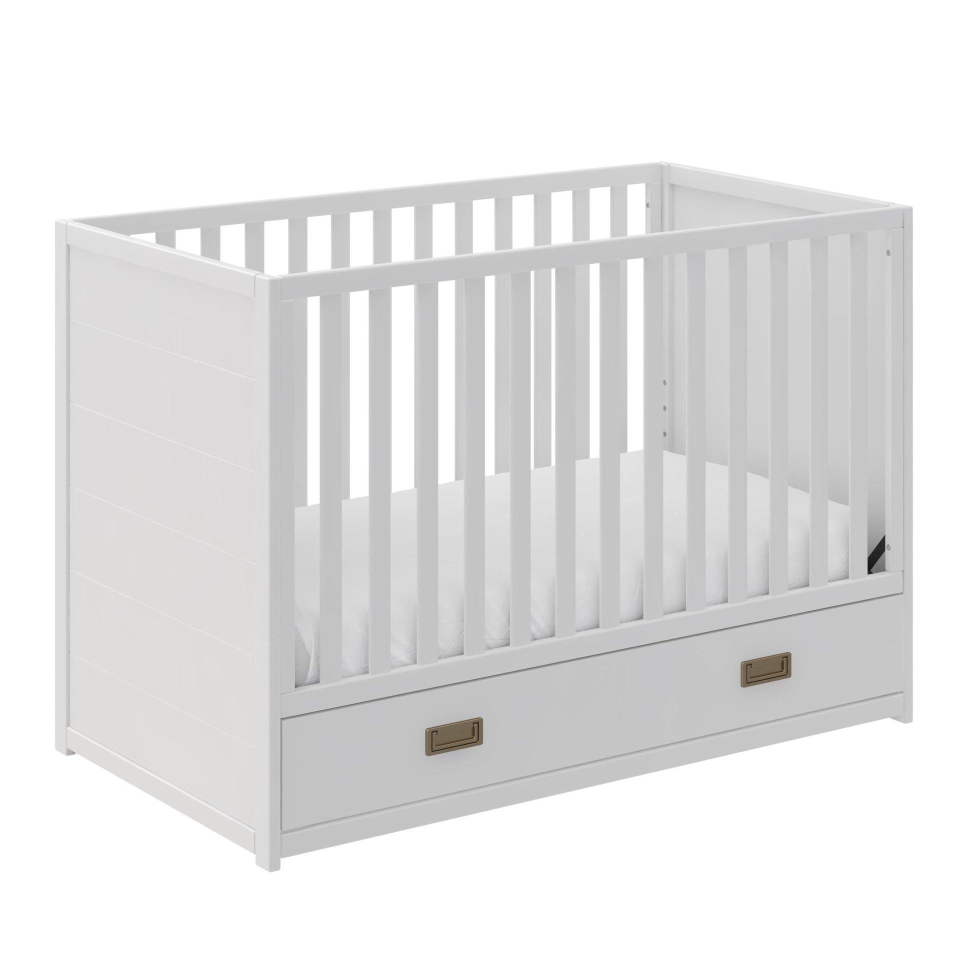 Haven 3 in 1 Convertible Wood Storage Crib - White