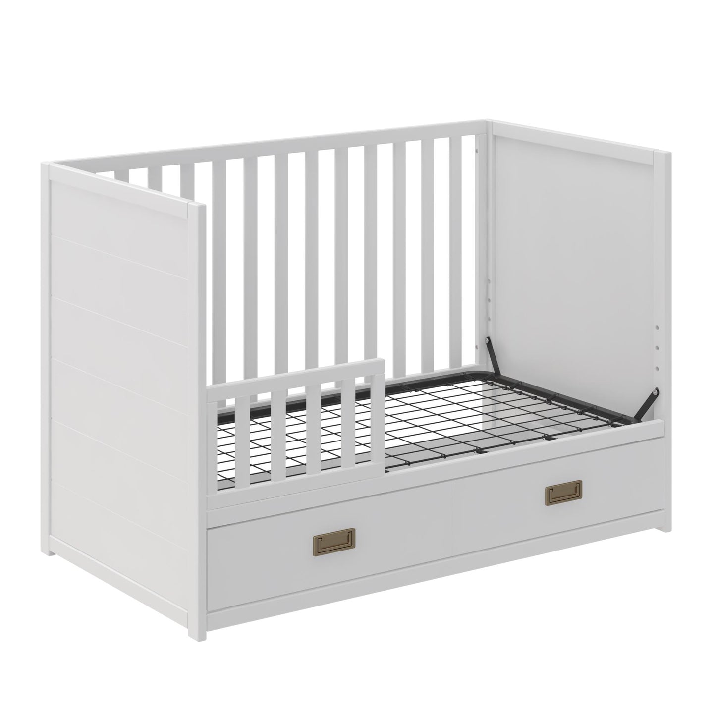 Haven 3 in 1 Convertible Wood Storage Crib - White