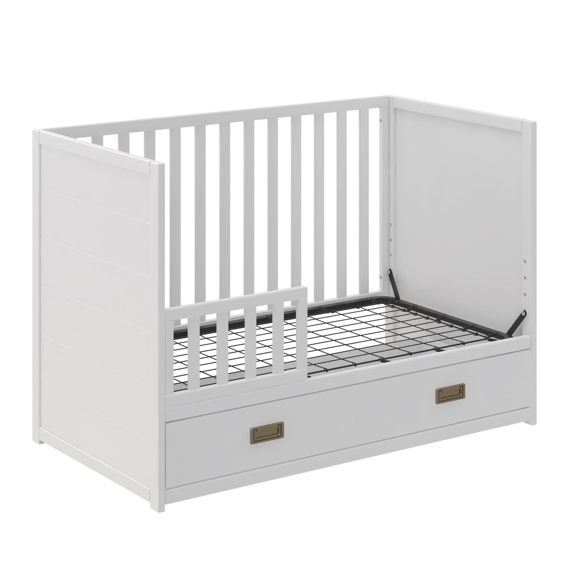 Haven 3 in 1 Convertible Wood Storage Crib - White