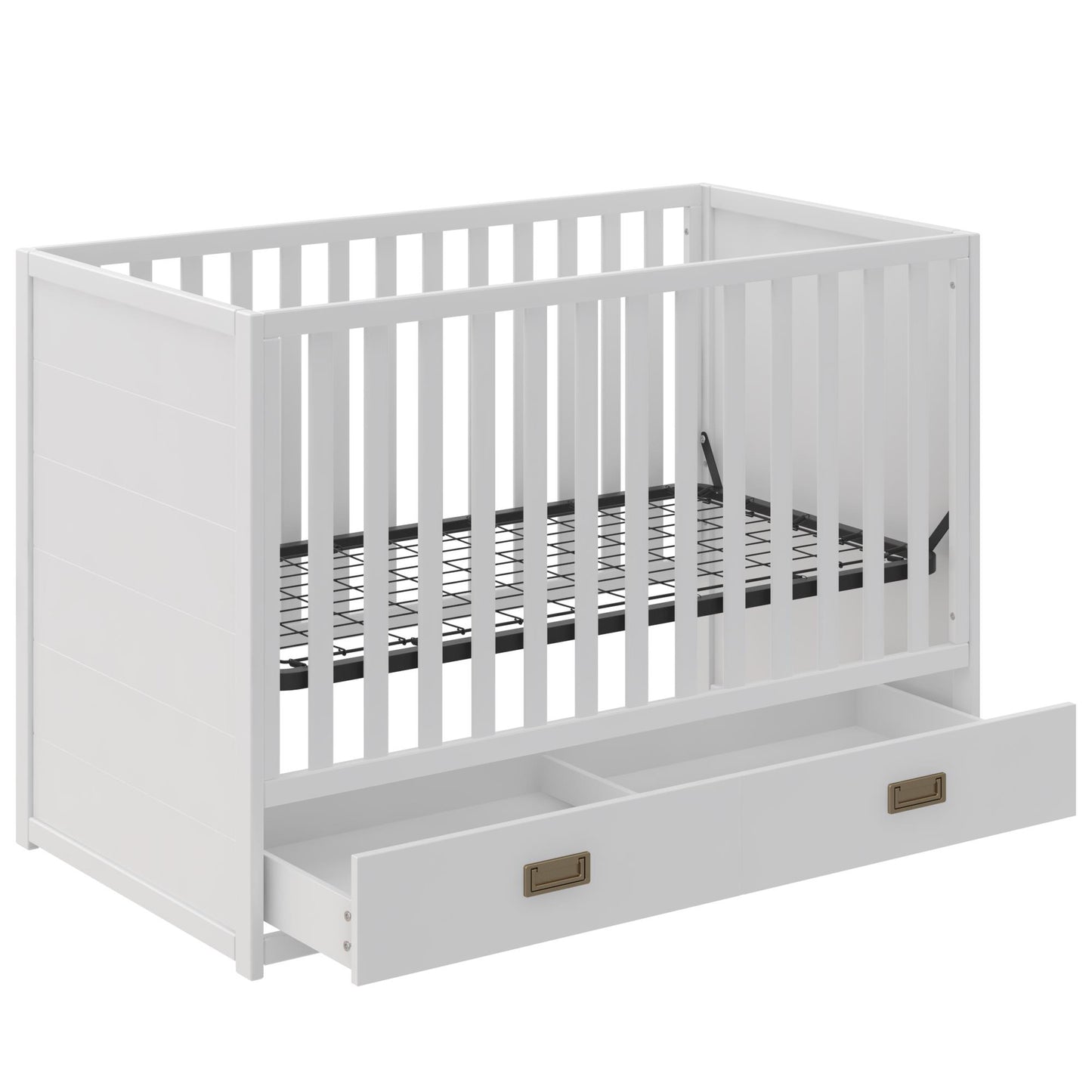 Haven 3 in 1 Convertible Wood Storage Crib - White