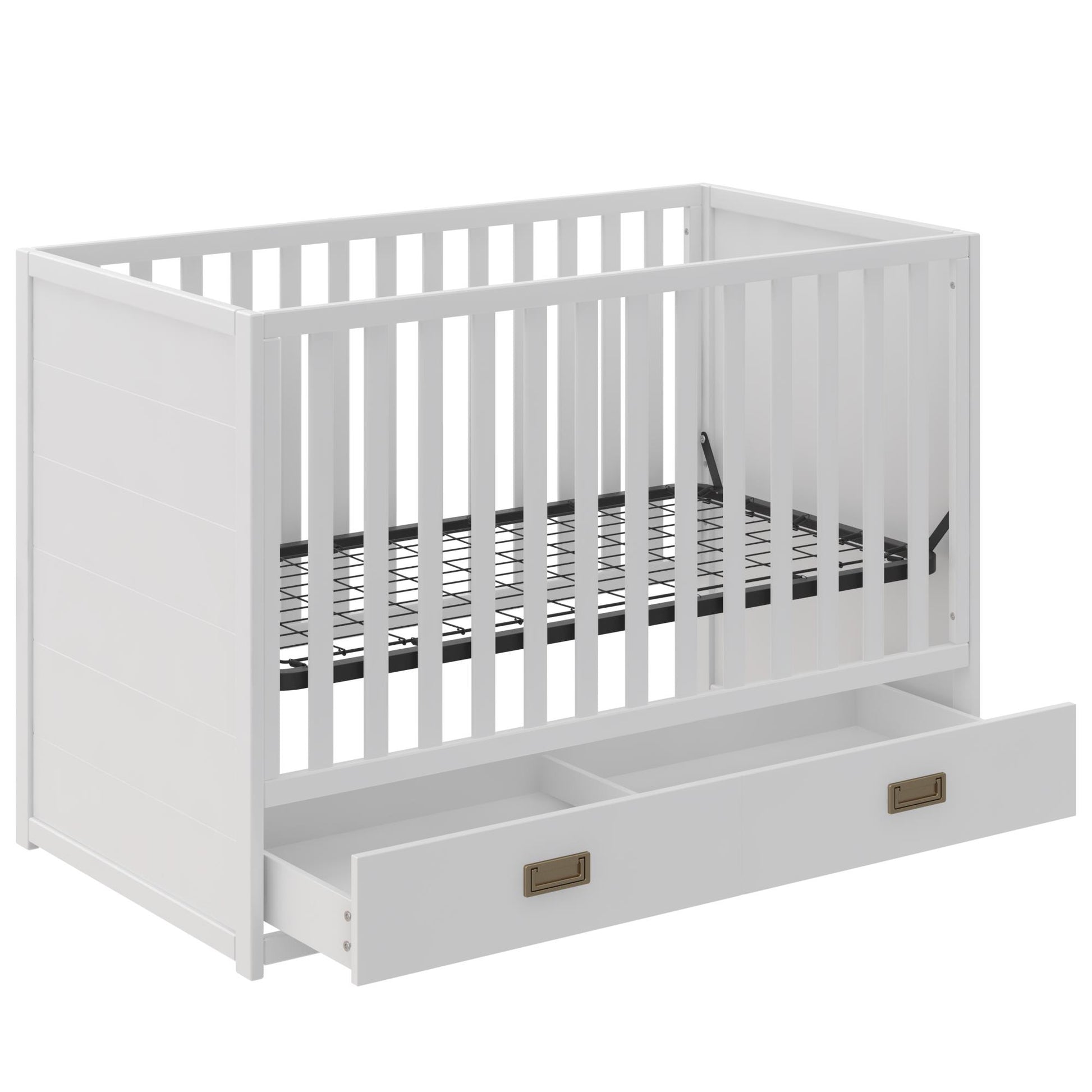 Haven 3 in 1 Convertible Wood Storage Crib - White