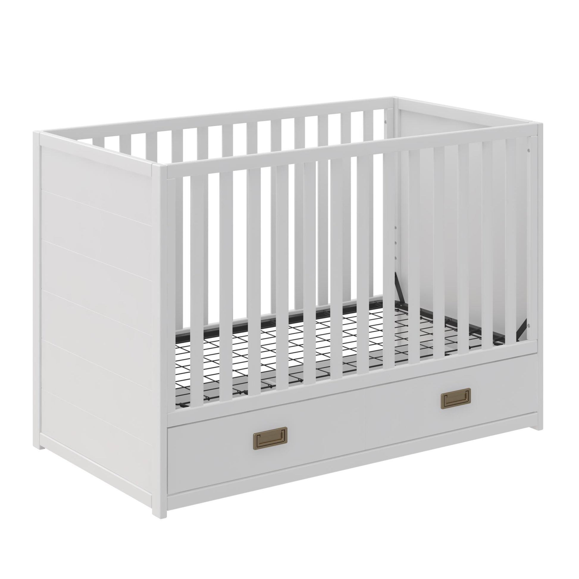 Haven 3 in 1 Convertible Wood Storage Crib - White