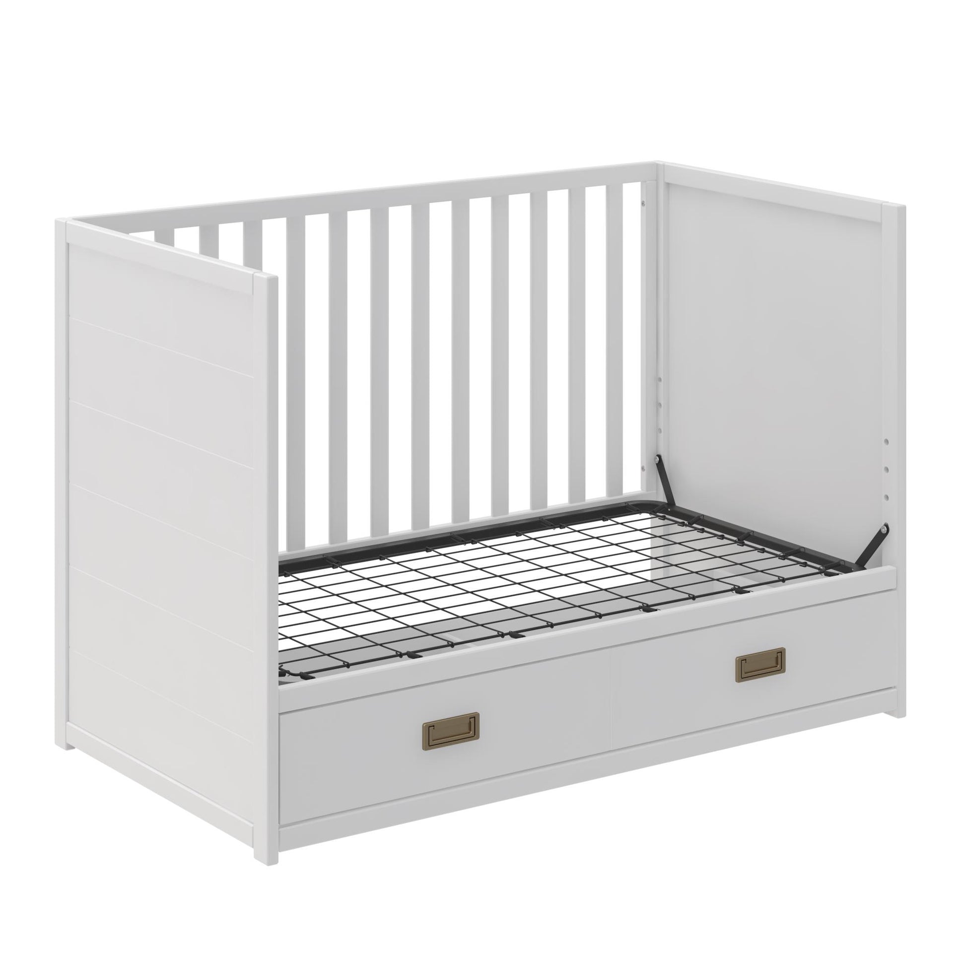 Haven 3 in 1 Convertible Wood Storage Crib - White