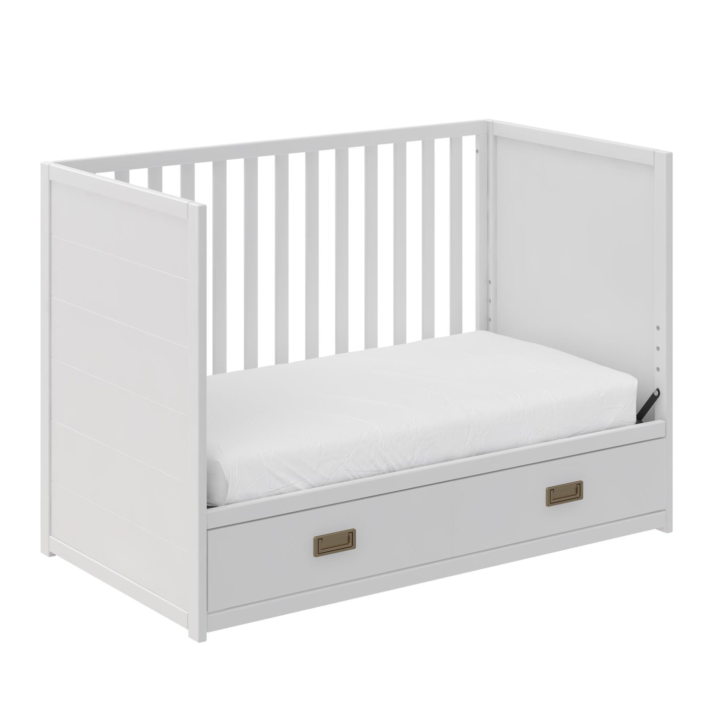 Haven 3 in 1 Convertible Wood Storage Crib - White